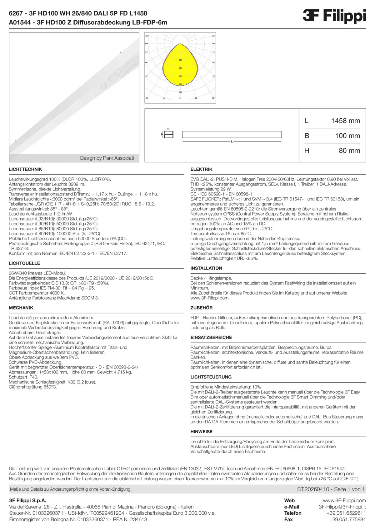 6267+A01544 - 3F HD100 WH 26-840 DALI 5P FD L1458 + FDP - Datasheet - de