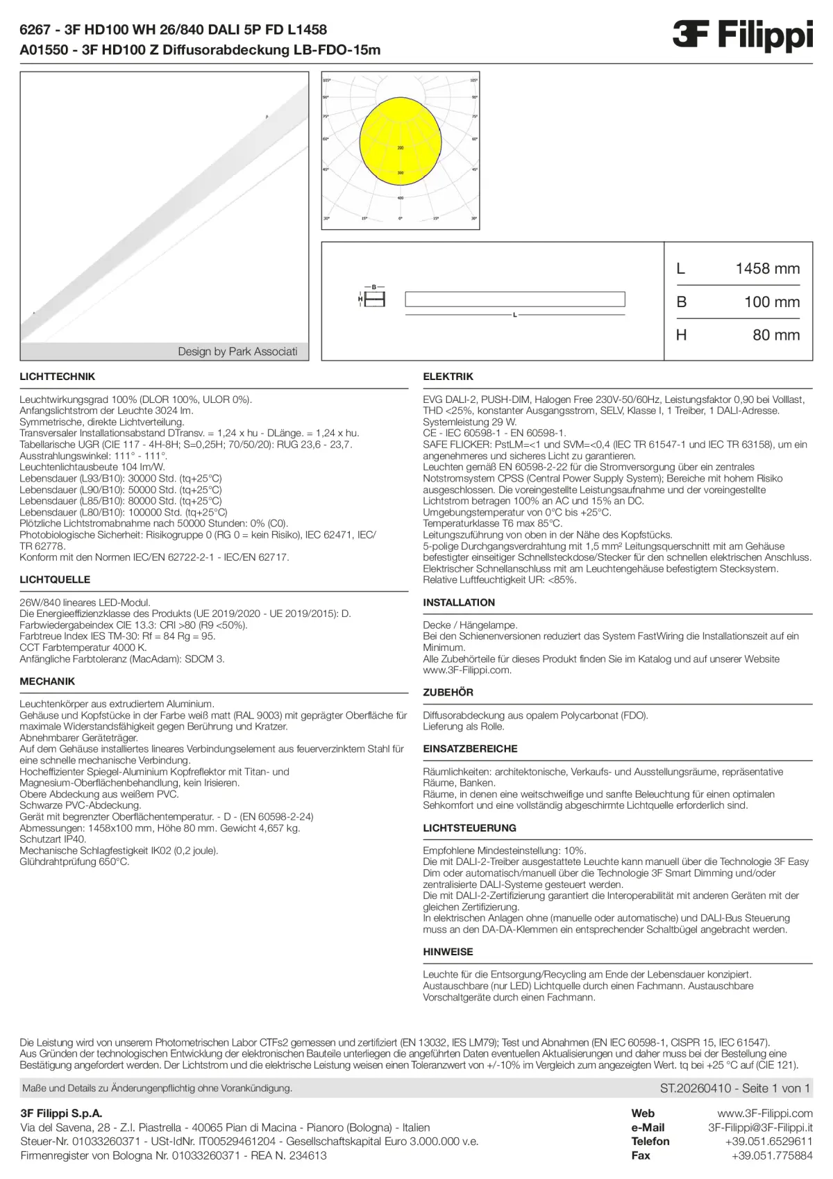 6267+A01550 - 3F HD100 WH 26-840 DALI 5P FD L1458 + FDO - Datasheet - de