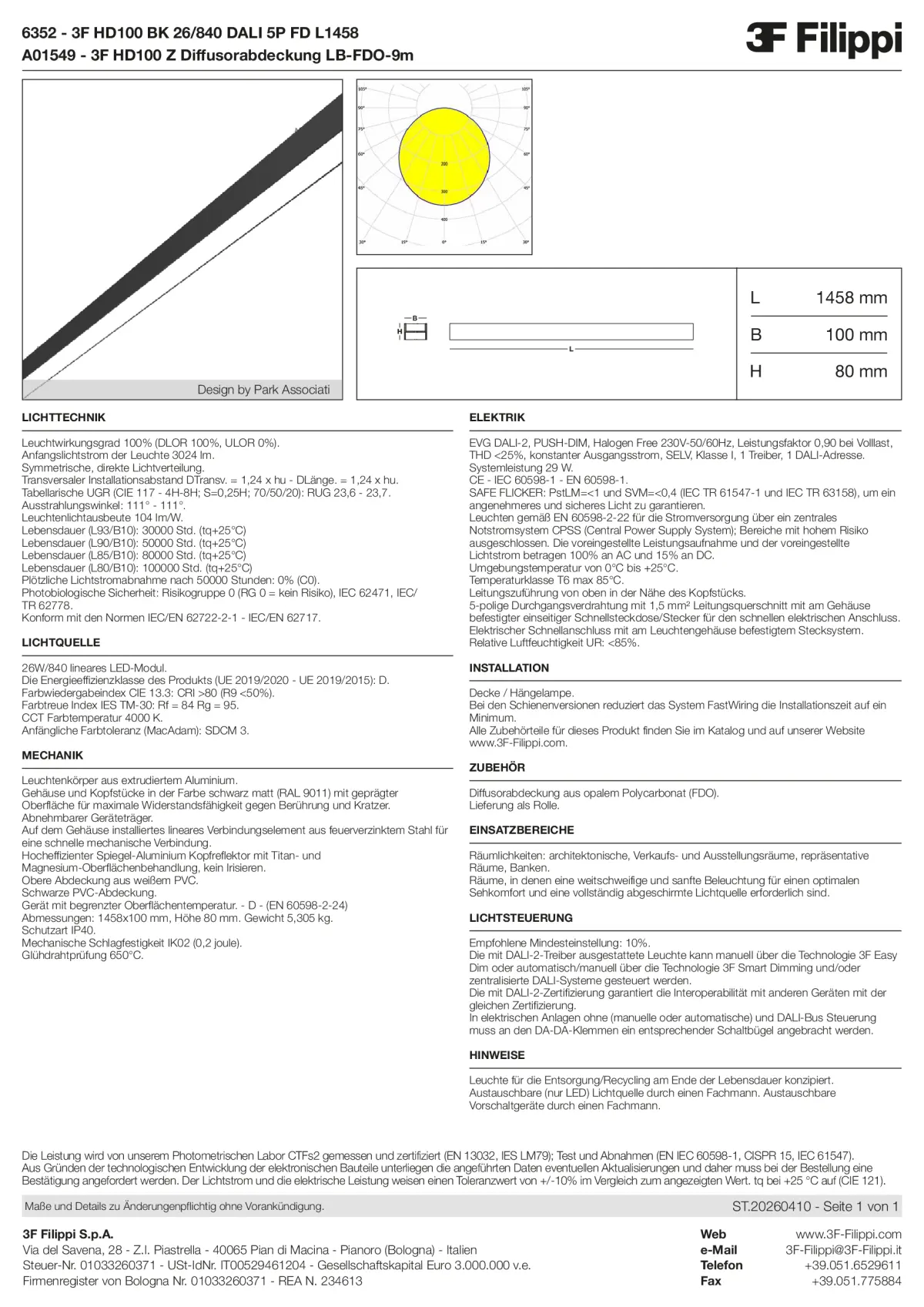 6352+A01549 - 3F HD100 BK 26-840 DALI 5P FD L1458 + FDO - Datasheet - de