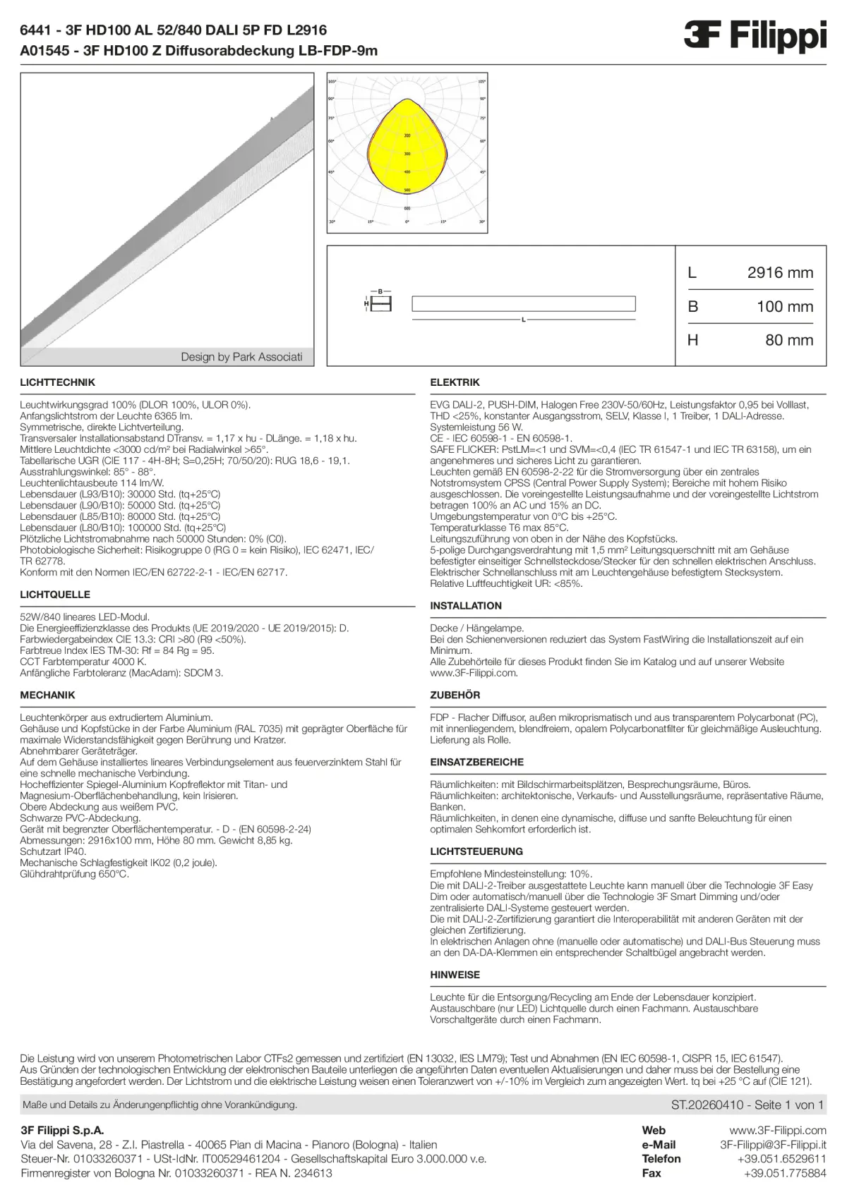 6441+A01545 - 3F HD100 AL 52-840 DALI 5P FD L2916 + FDP - Datasheet - de