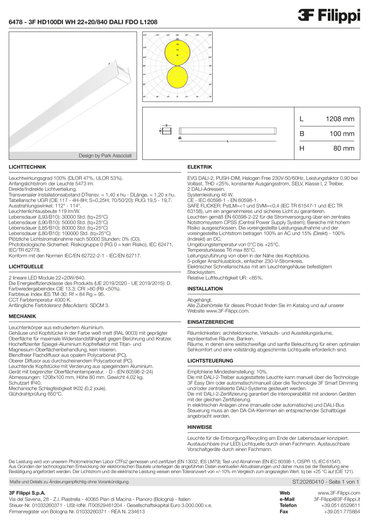 6478 - 3F HD100DI WH 22+20-840 DALI FDO L1208 - Datasheet - de