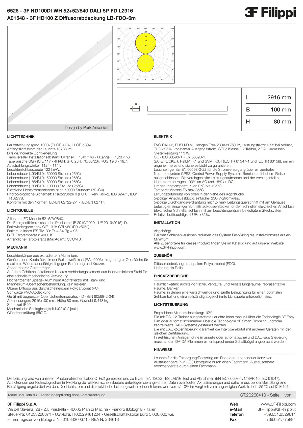 6526+A01548 - 3F HD100DI WH 52+52-840 DALI 5P FD L2916 + FDO - Datasheet - de