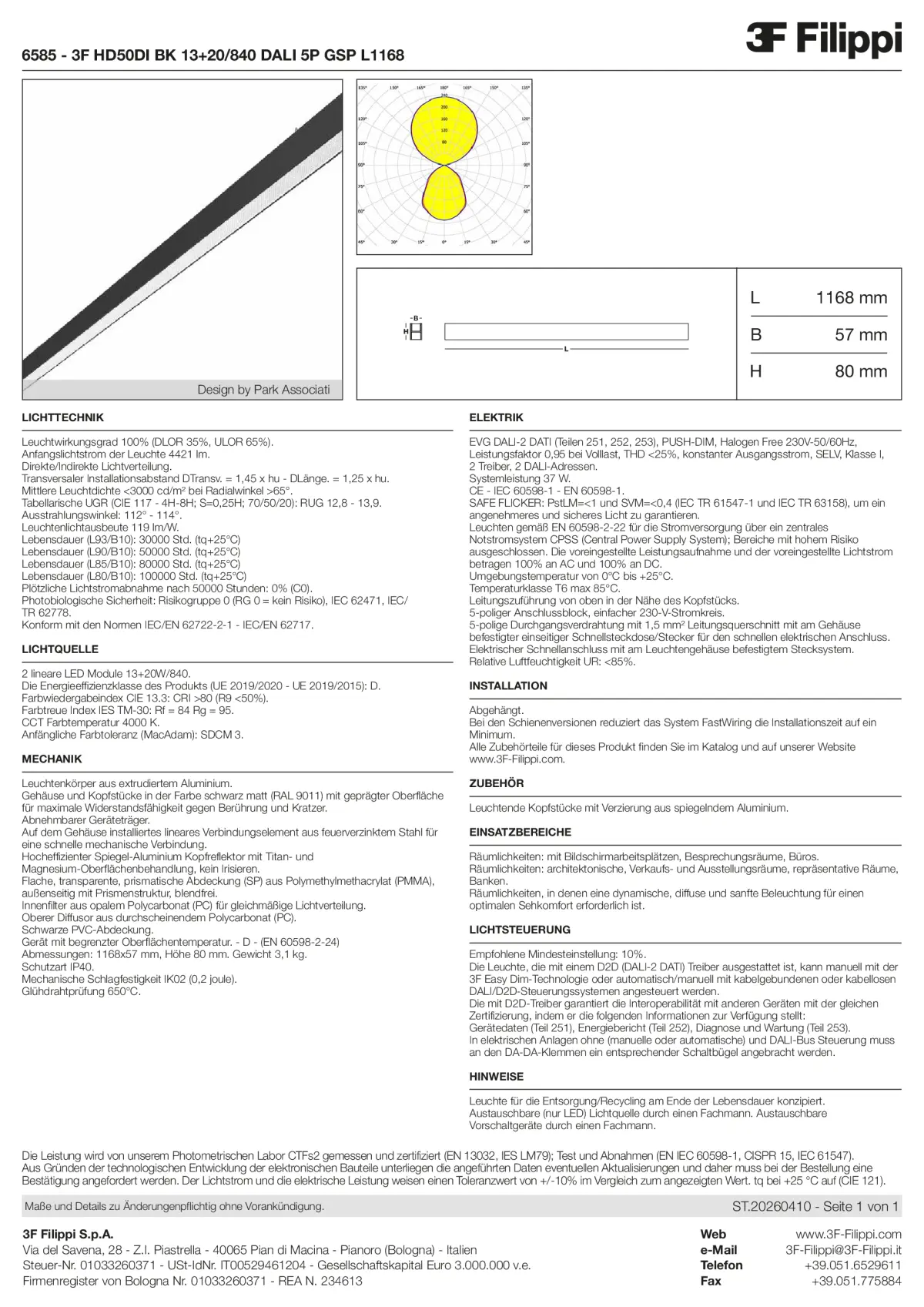 6585 - 3F HD50DI BK 13+20-840 DALI 5P GSP L1168 - Datasheet - de