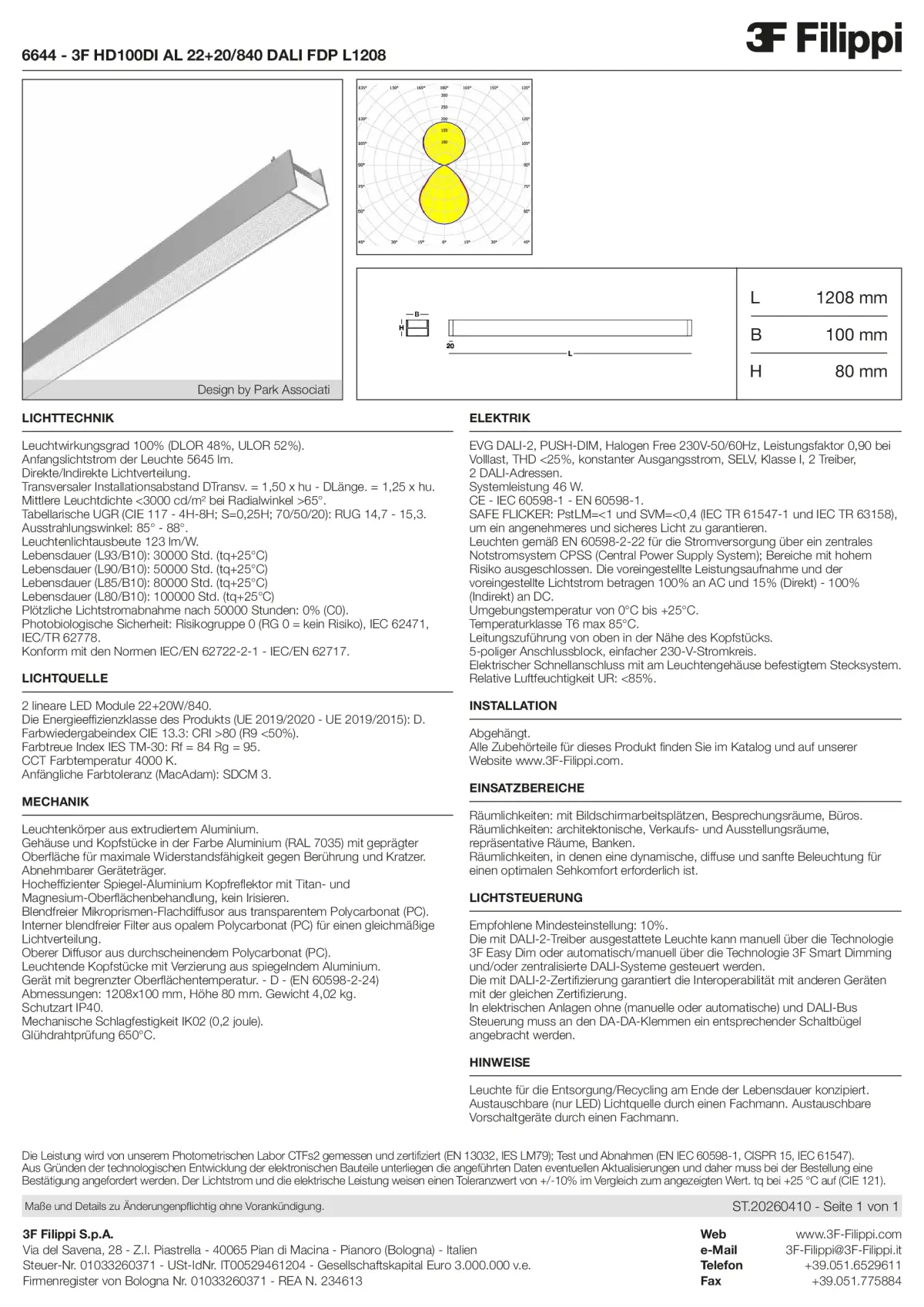 6644 - 3F HD100DI AL 22+20-840 DALI FDP L1208 - Datasheet - de
