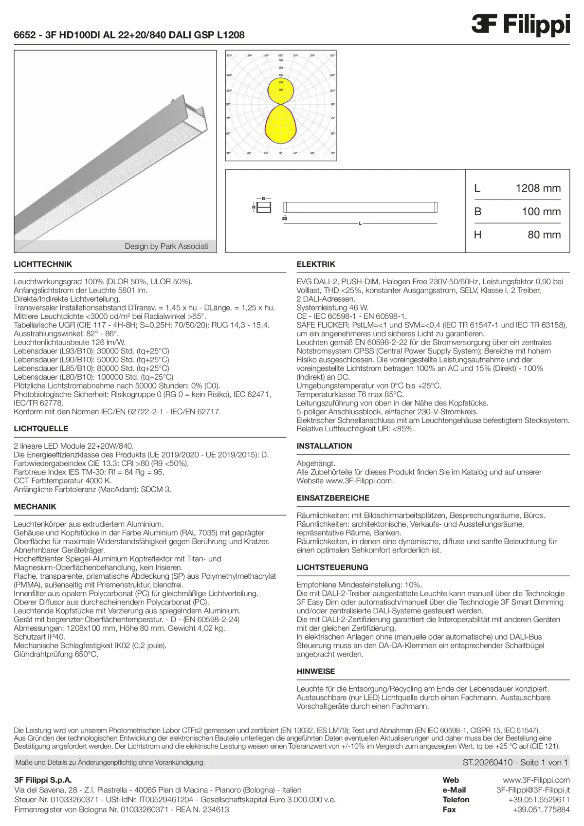 6652 - 3F HD100DI AL 22+20-840 DALI GSP L1208 - Datasheet - de