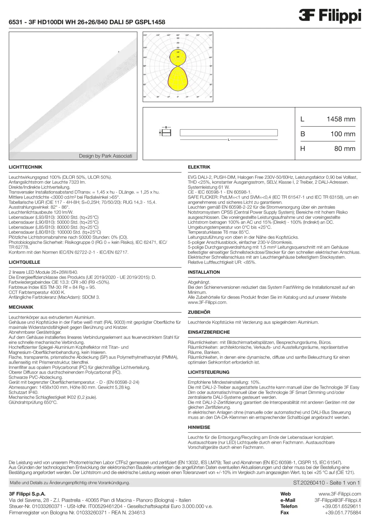 6531 - 3F HD100DI WH 26+26-840 DALI 5P GSPL1458 - Datasheet - de