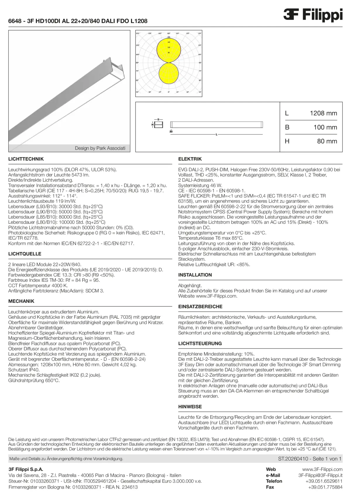 6648 - 3F HD100DI AL 22+20-840 DALI FDO L1208 - Datasheet - de