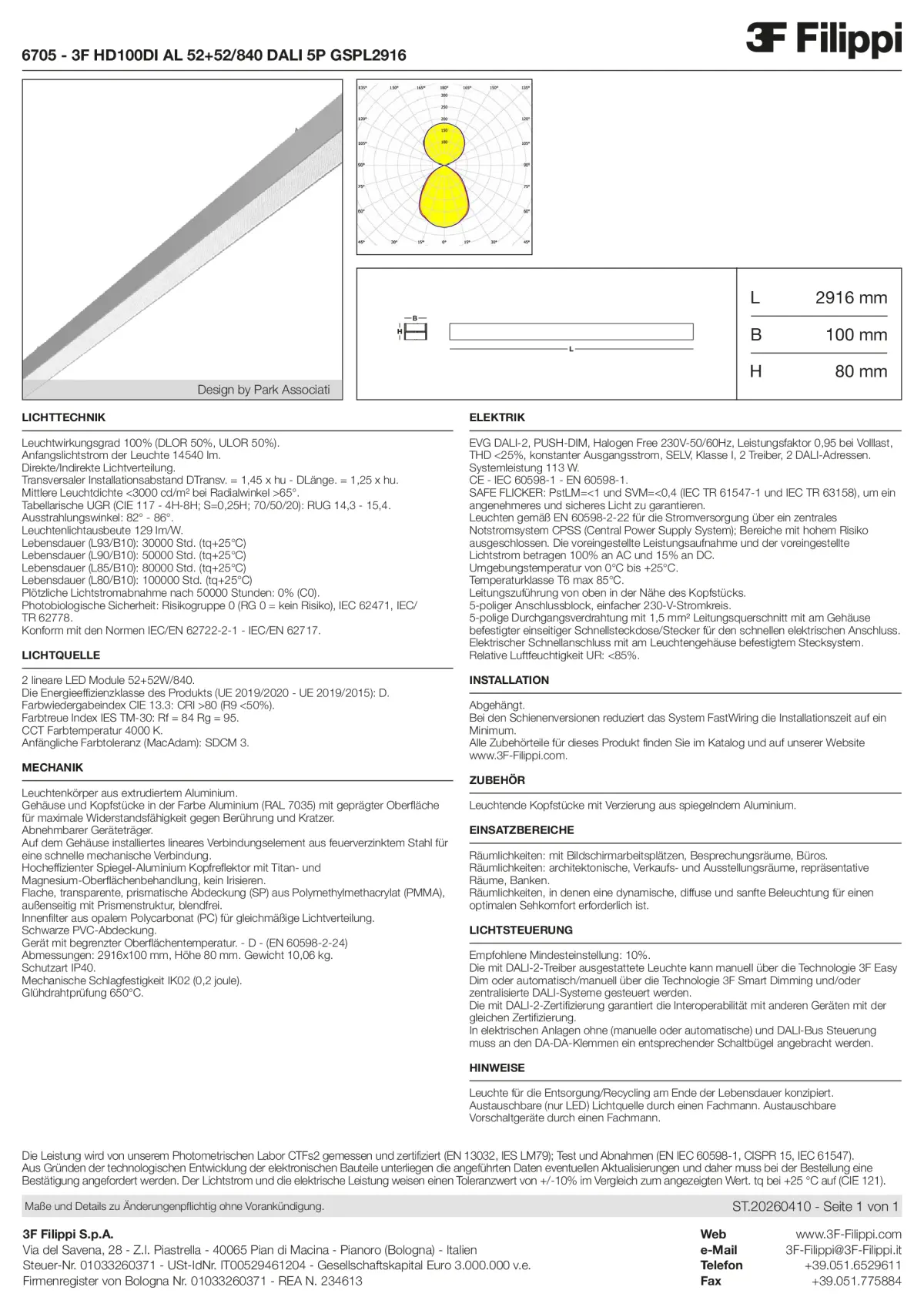 6705 - 3F HD100DI AL 52+52-840 DALI 5P GSPL2916 - Datasheet - de