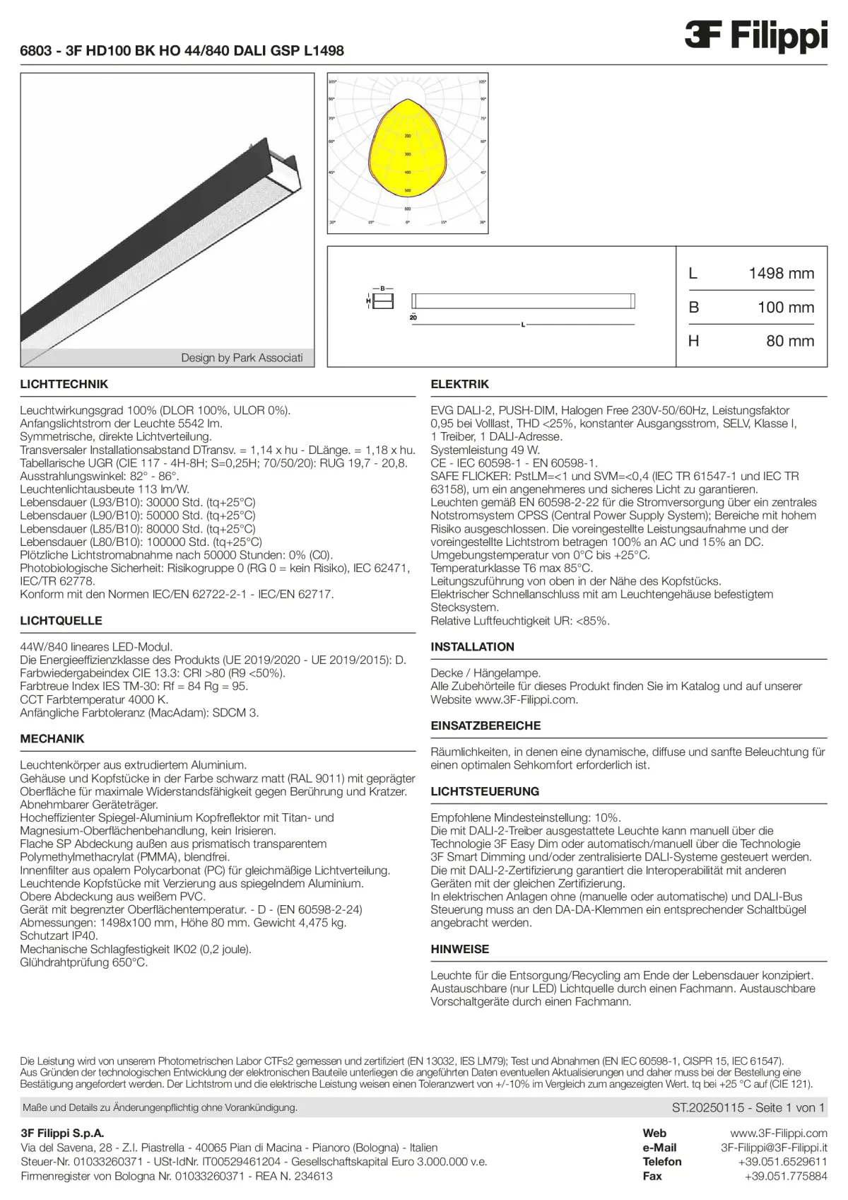 6803 - 3F HD100 BK HO 44-840 DALI GSP L1498 - Datasheet - de