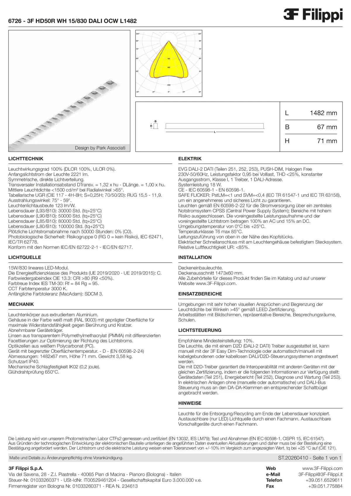 6726 - 3F HD50R WH 15-830 DALI OCW L1482 - Datasheet - de