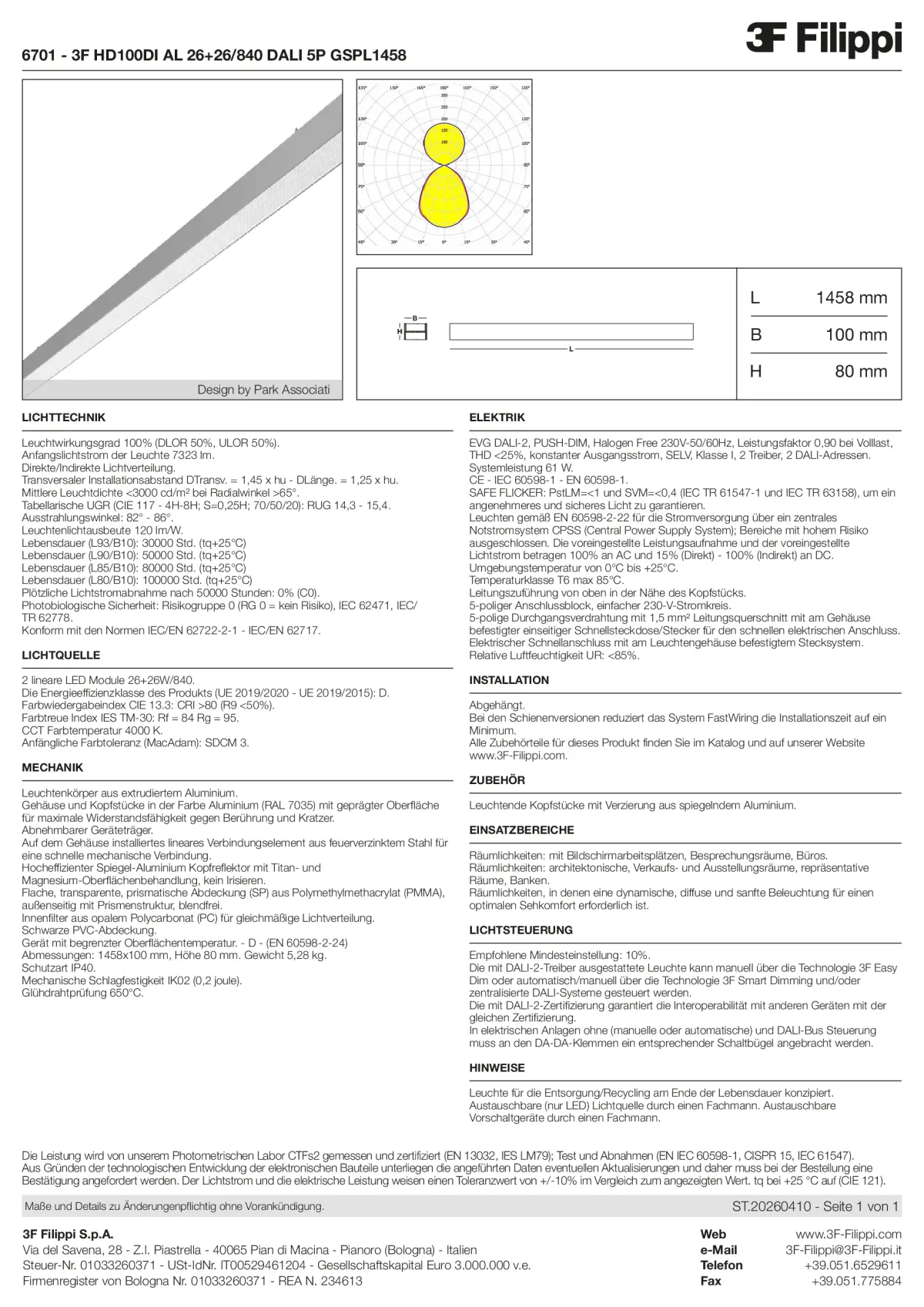 6701 - 3F HD100DI AL 26+26-840 DALI 5P GSPL1458 - Datasheet - de