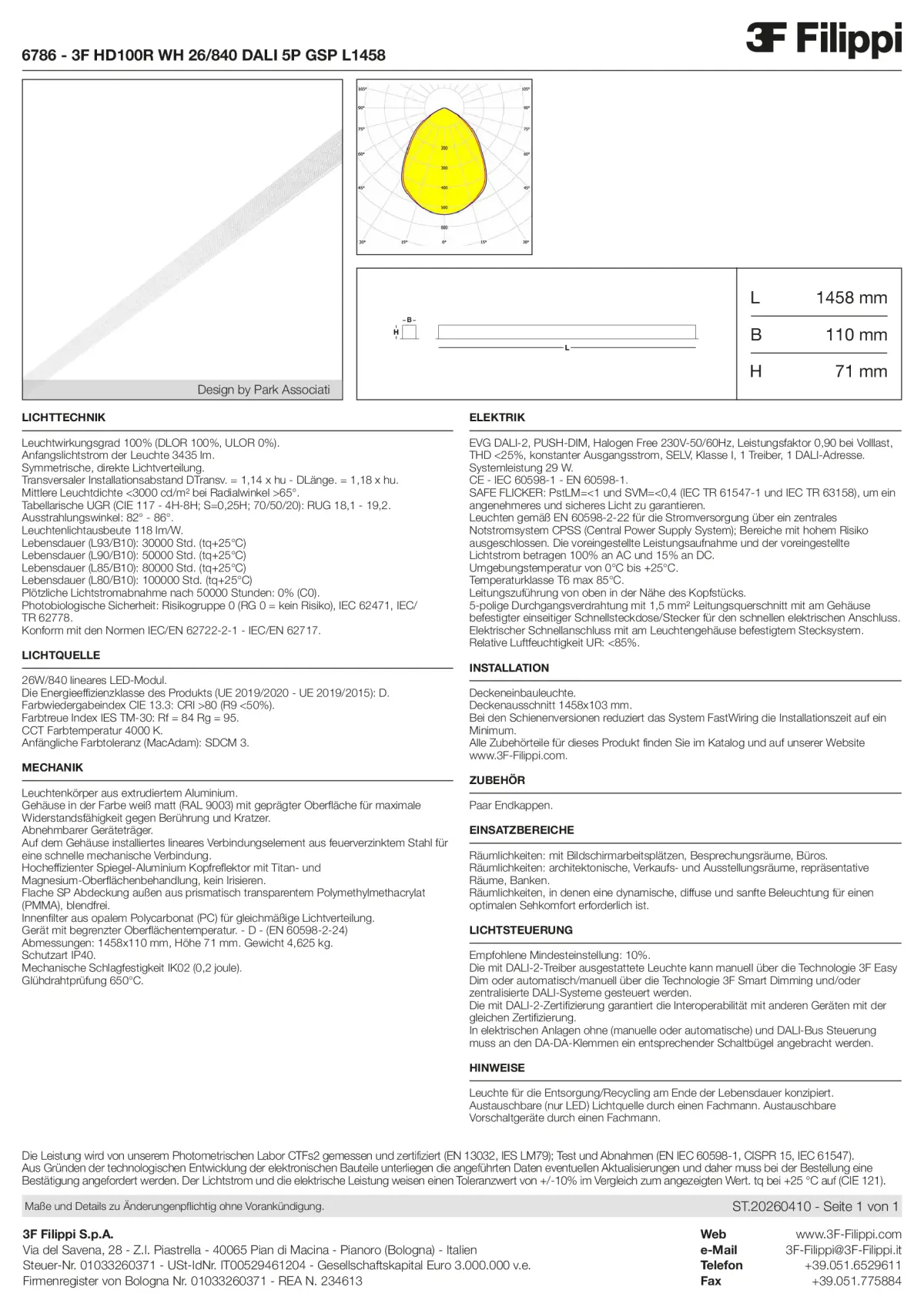 6786 - 3F HD100R WH 26-840 DALI 5P GSP L1458 - Datasheet - de