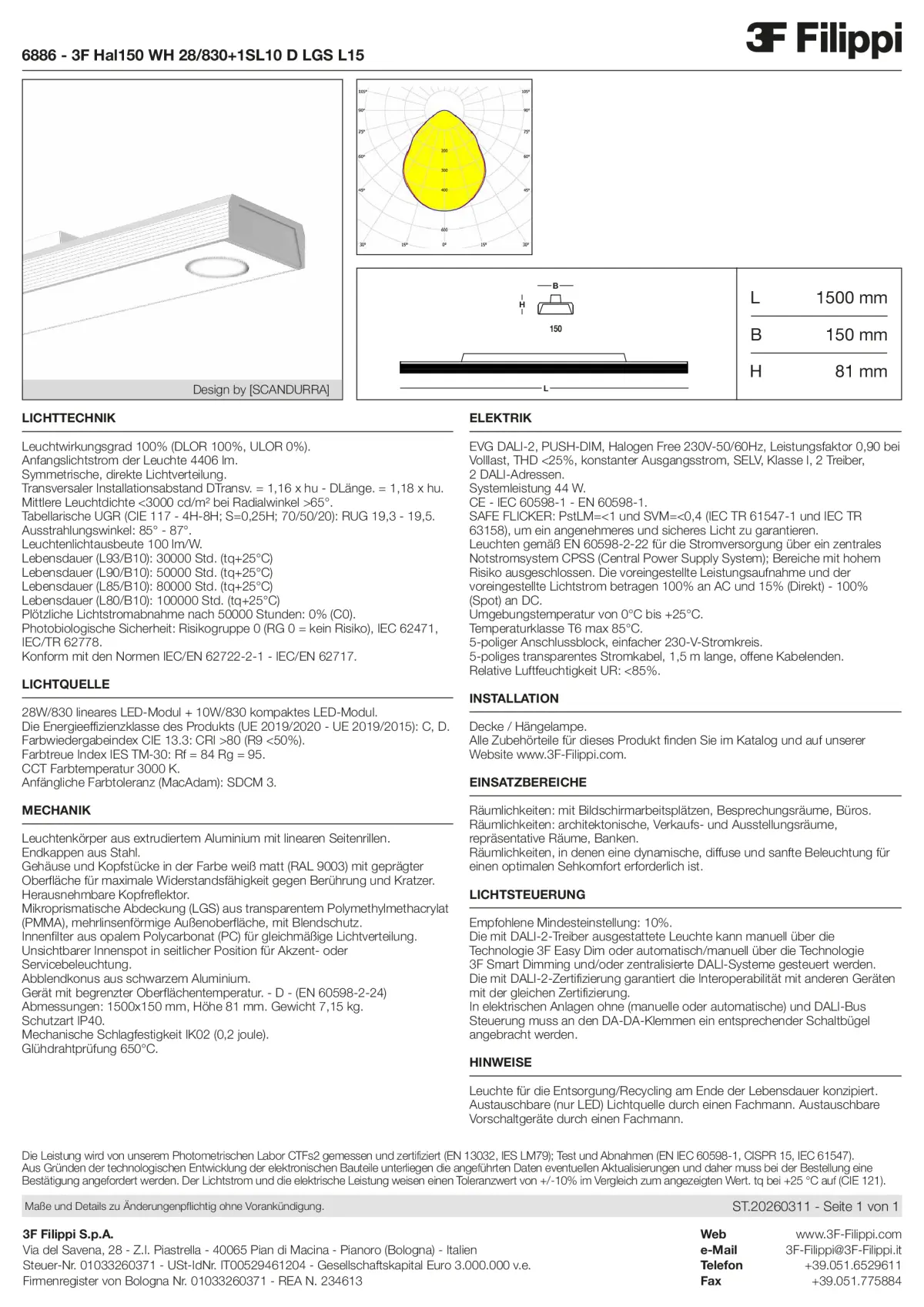 6886 - 3F Hal150 WH 28-830+1SL10 D LGS L15 - Datasheet - de