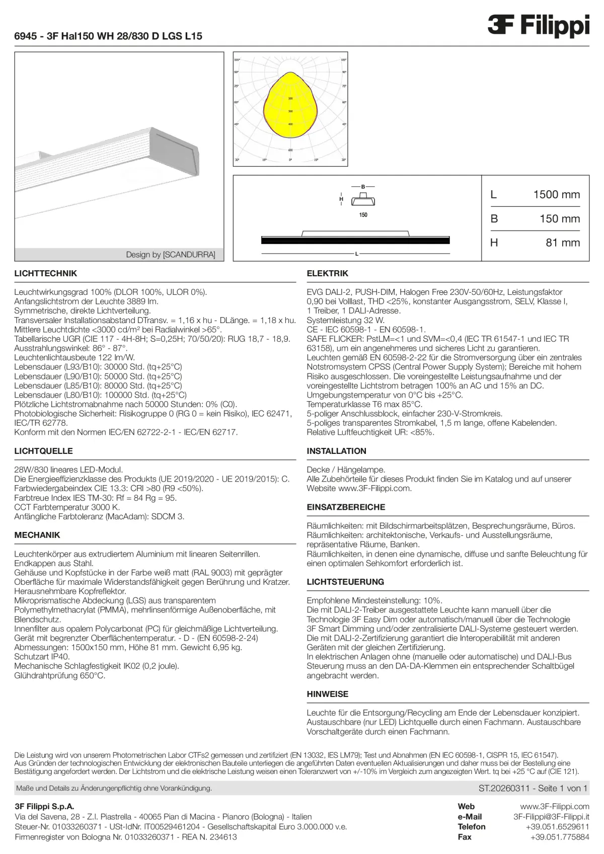 6945 - 3F Hal150 WH 28-830 D LGS L15 - Datasheet - de