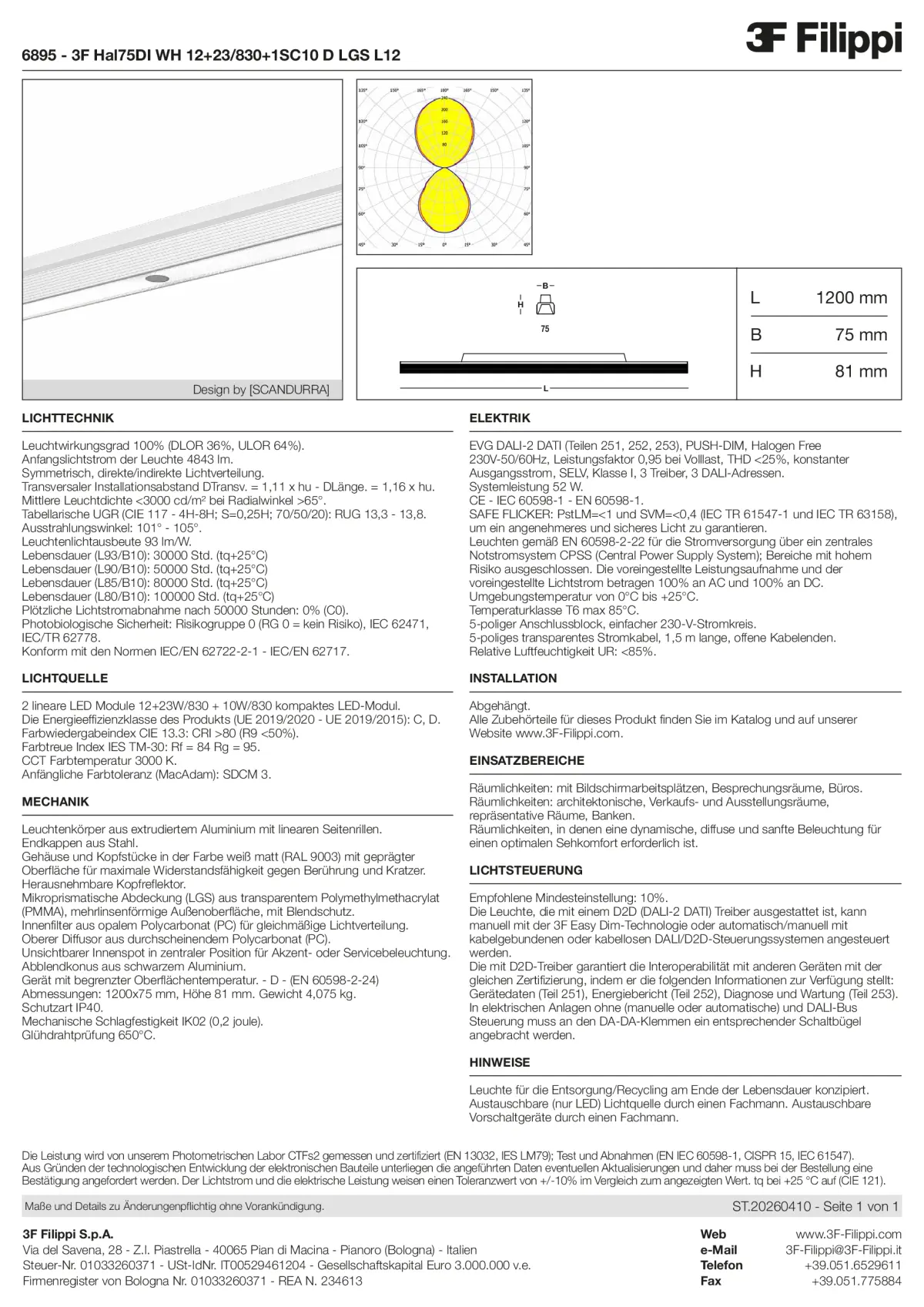 6895 - 3F Hal75DI WH 12+23-830+1SC10 D LGS L12 - Datasheet - de