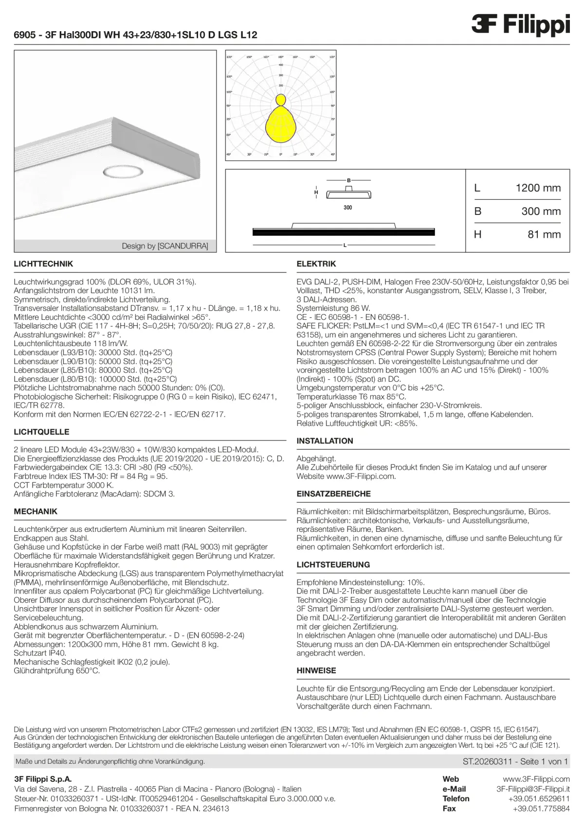 6905 - 3F Hal300DI WH 43+23-830+1SL10 D LGS L12 - Datasheet - de