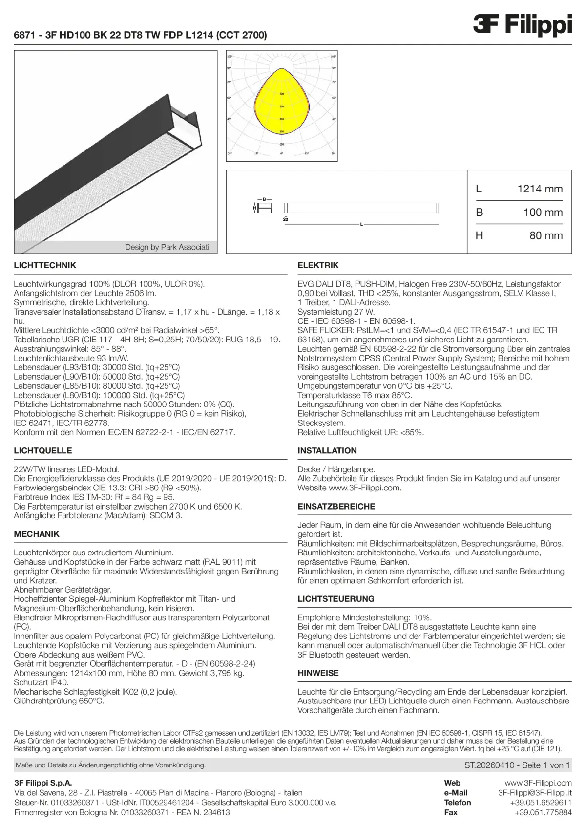 6871 - 3F HD100 BK 22 DT8 TW FDP L1214 (CCT 2700) - Datasheet - de