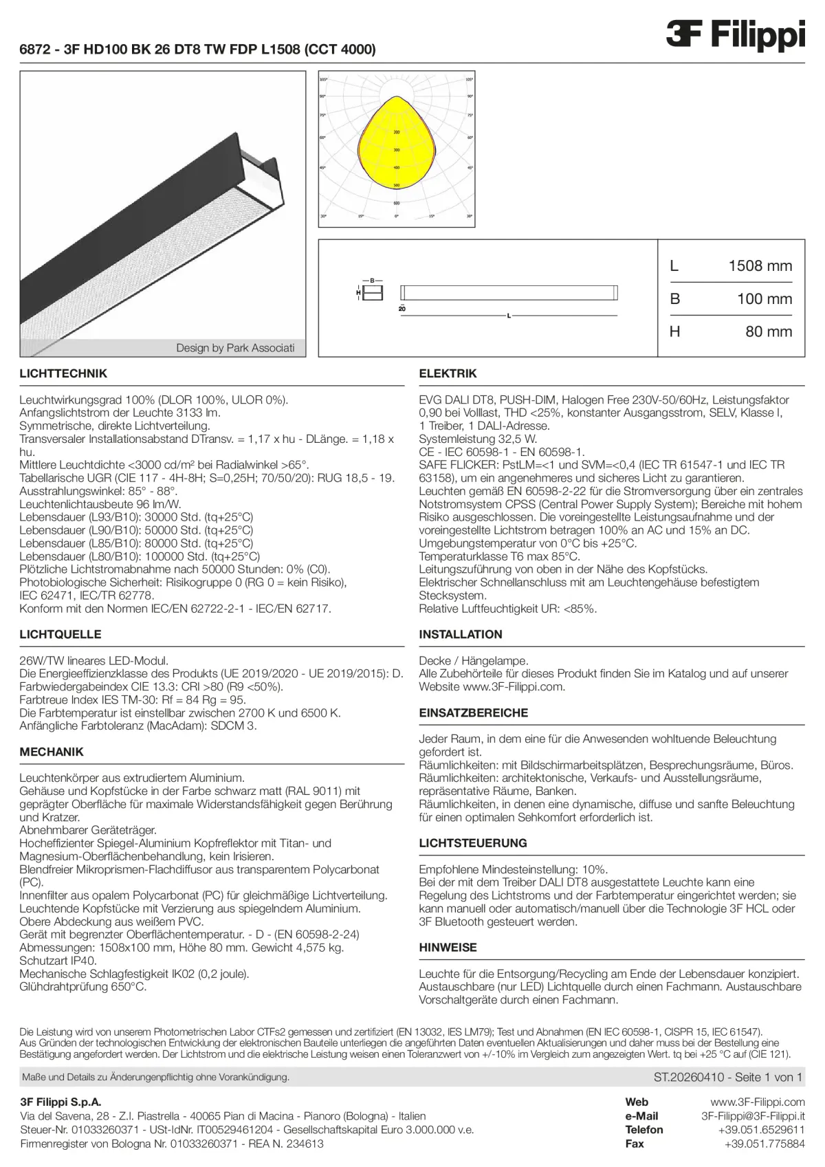 6872 - 3F HD100 BK 26 DT8 TW FDP L1508 (CCT 4000) - Datasheet - de