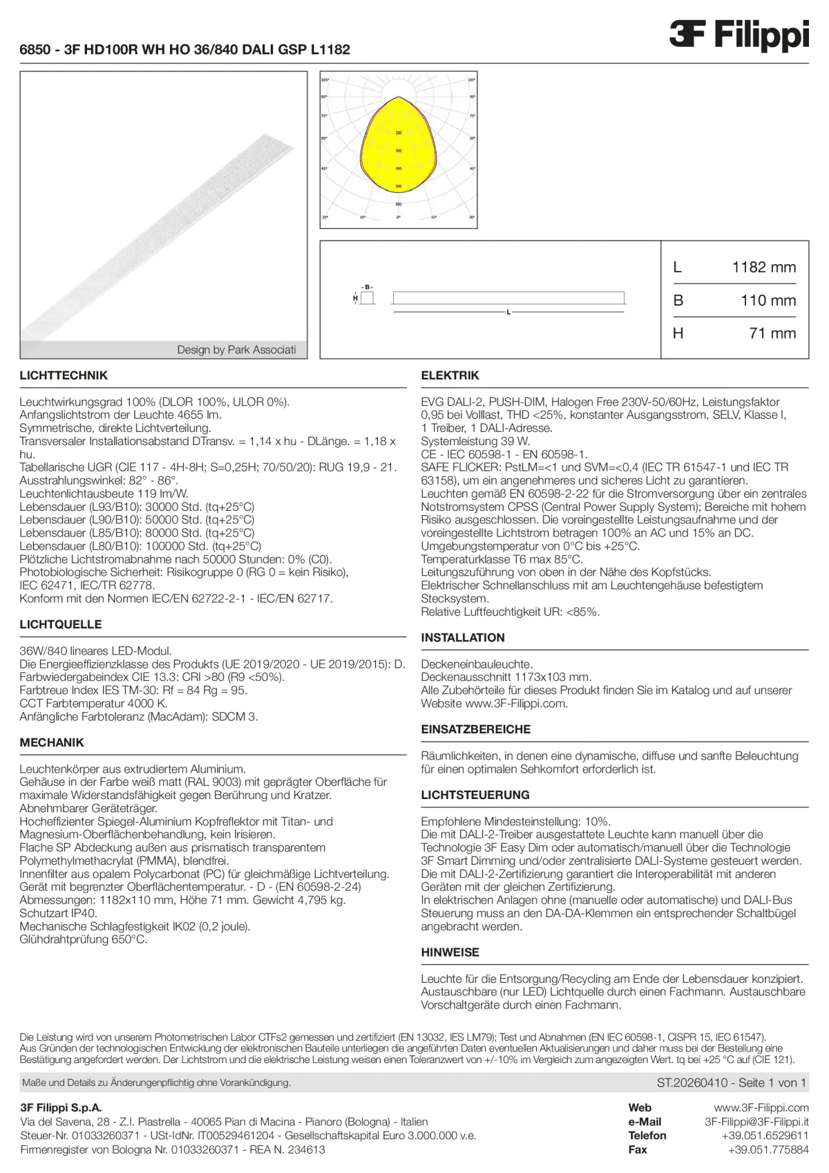 6850 - 3F HD100R WH HO 36-840 DALI GSP L1182 - Datasheet - de