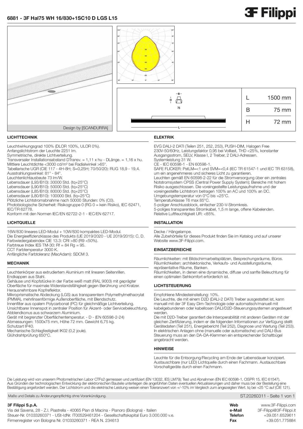 6881 - 3F Hal75 WH 16-830+1SC10 D LGS L15 - Datasheet - de