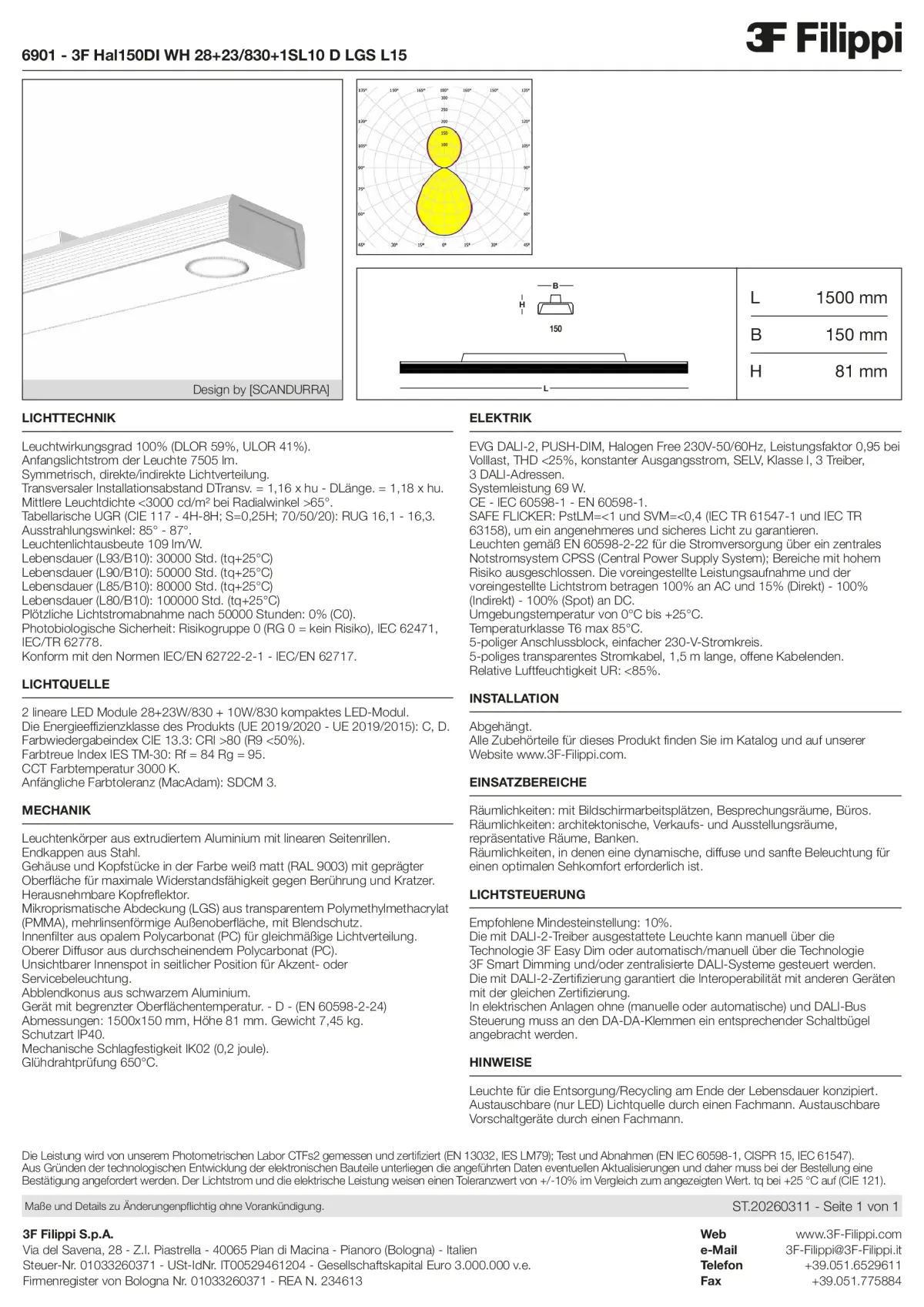 6901 - 3F Hal150DI WH 28+23-830+1SL10 D LGS L15 - Datasheet - de