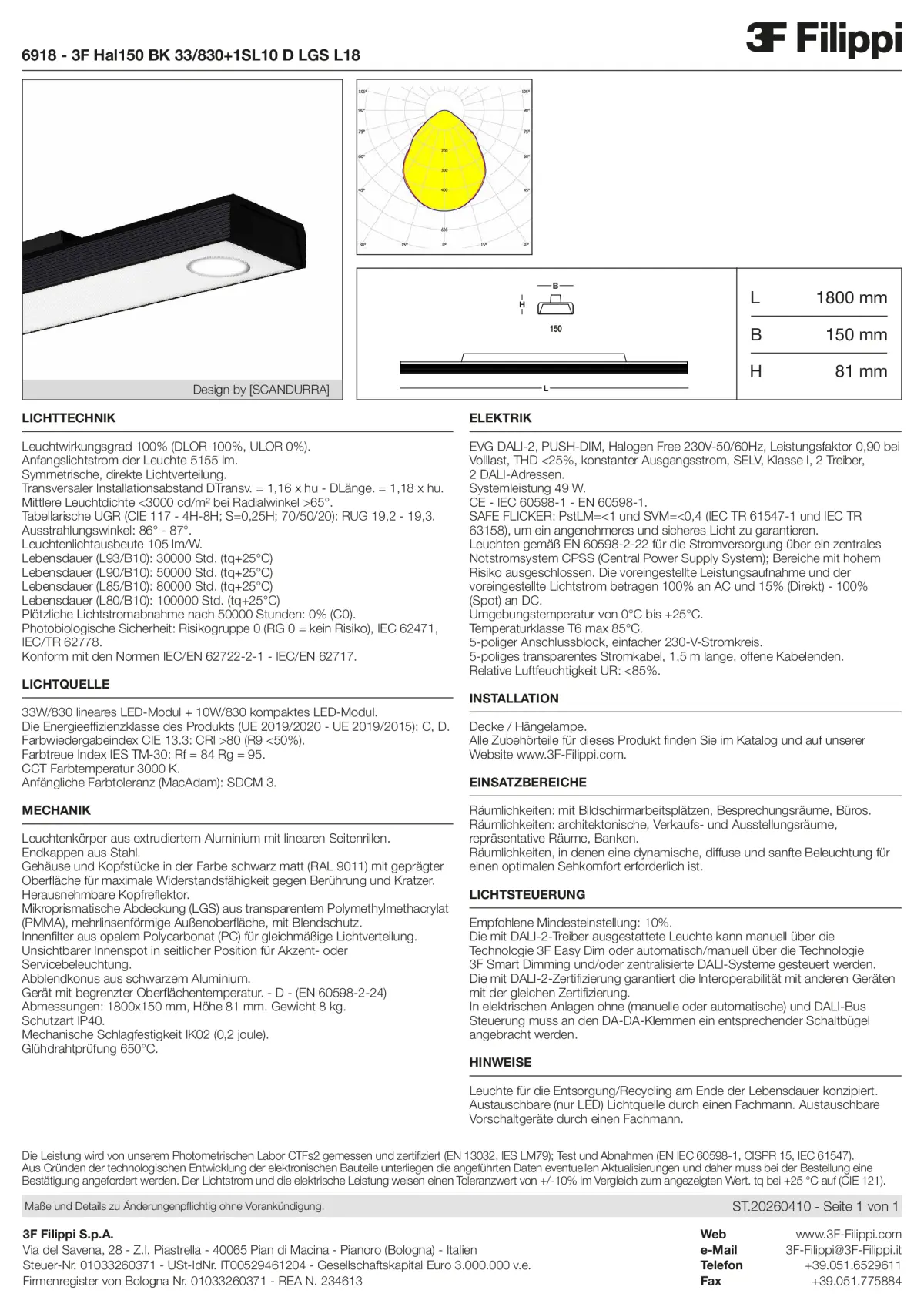 6918 - 3F Hal150 BK 33-830+1SL10 D LGS L18 - Datasheet - de