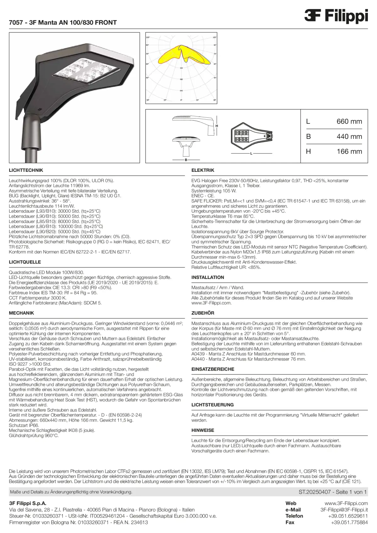 7057 - 3F Manta AN 100-830 FRONT - Datasheet - de