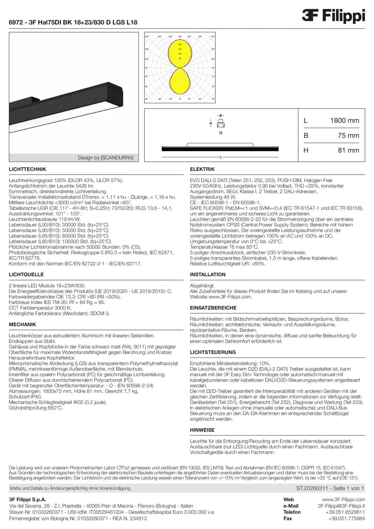 6972 - 3F Hal75DI BK 18+23-830 D LGS L18 - Datasheet - de