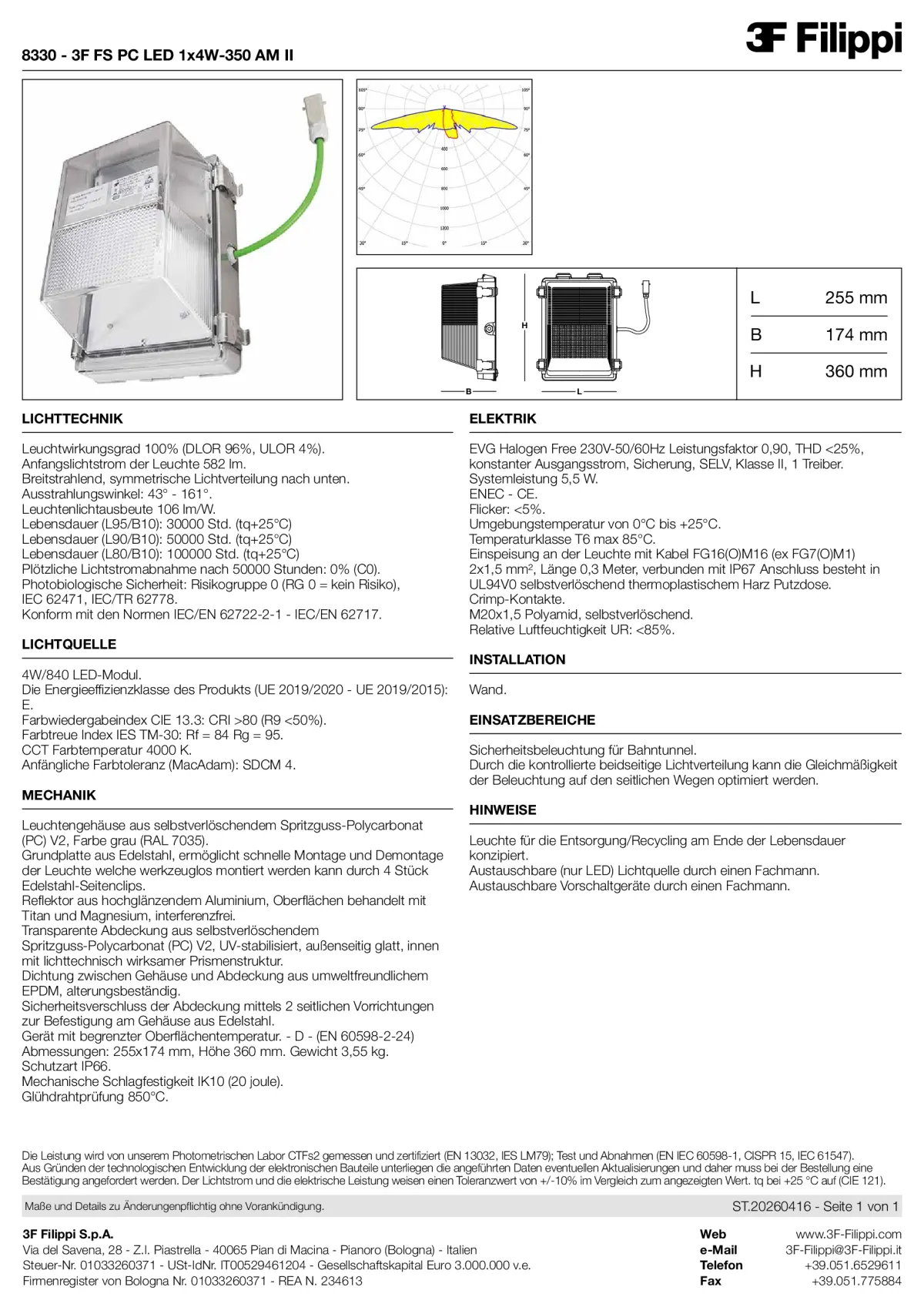 8330 - 3F FS PC LED 1x4W-350 AM II - Datasheet - de