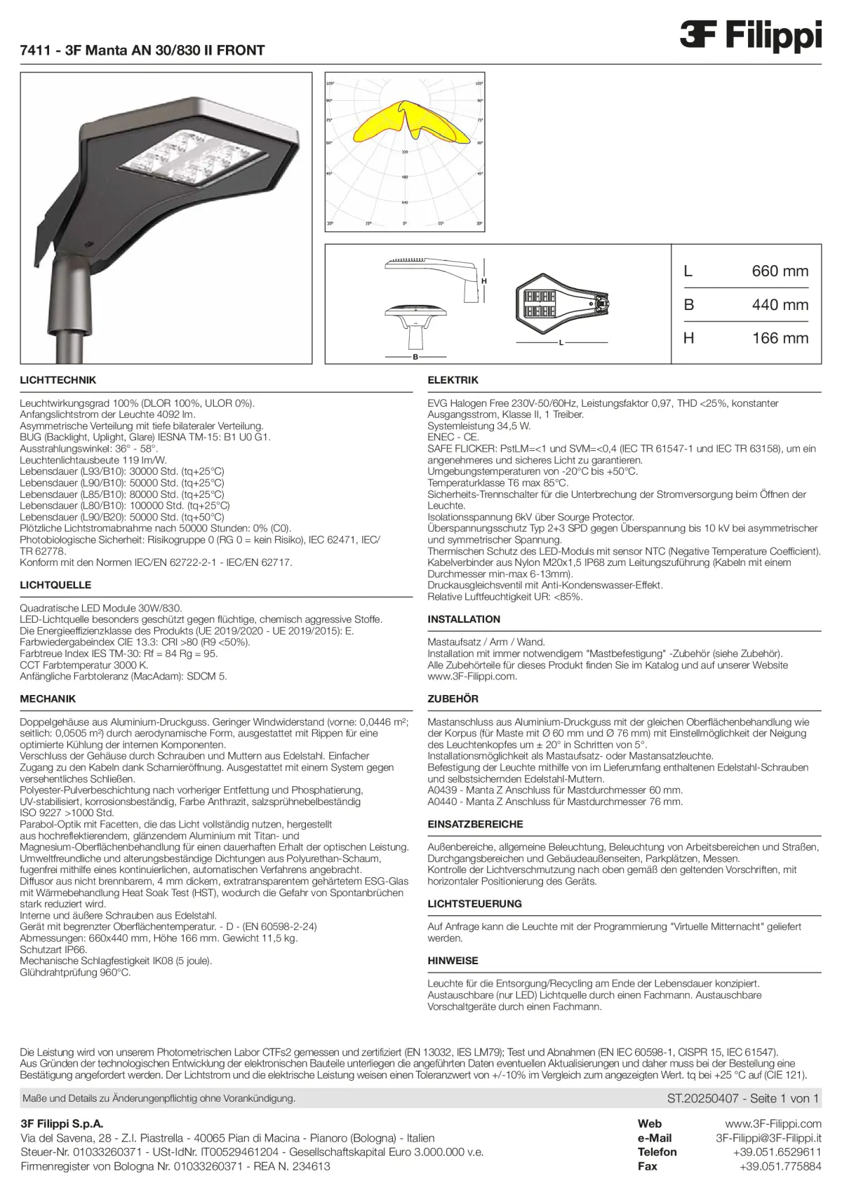 7411 - 3F Manta AN 30-830 II FRONT - Datasheet - de
