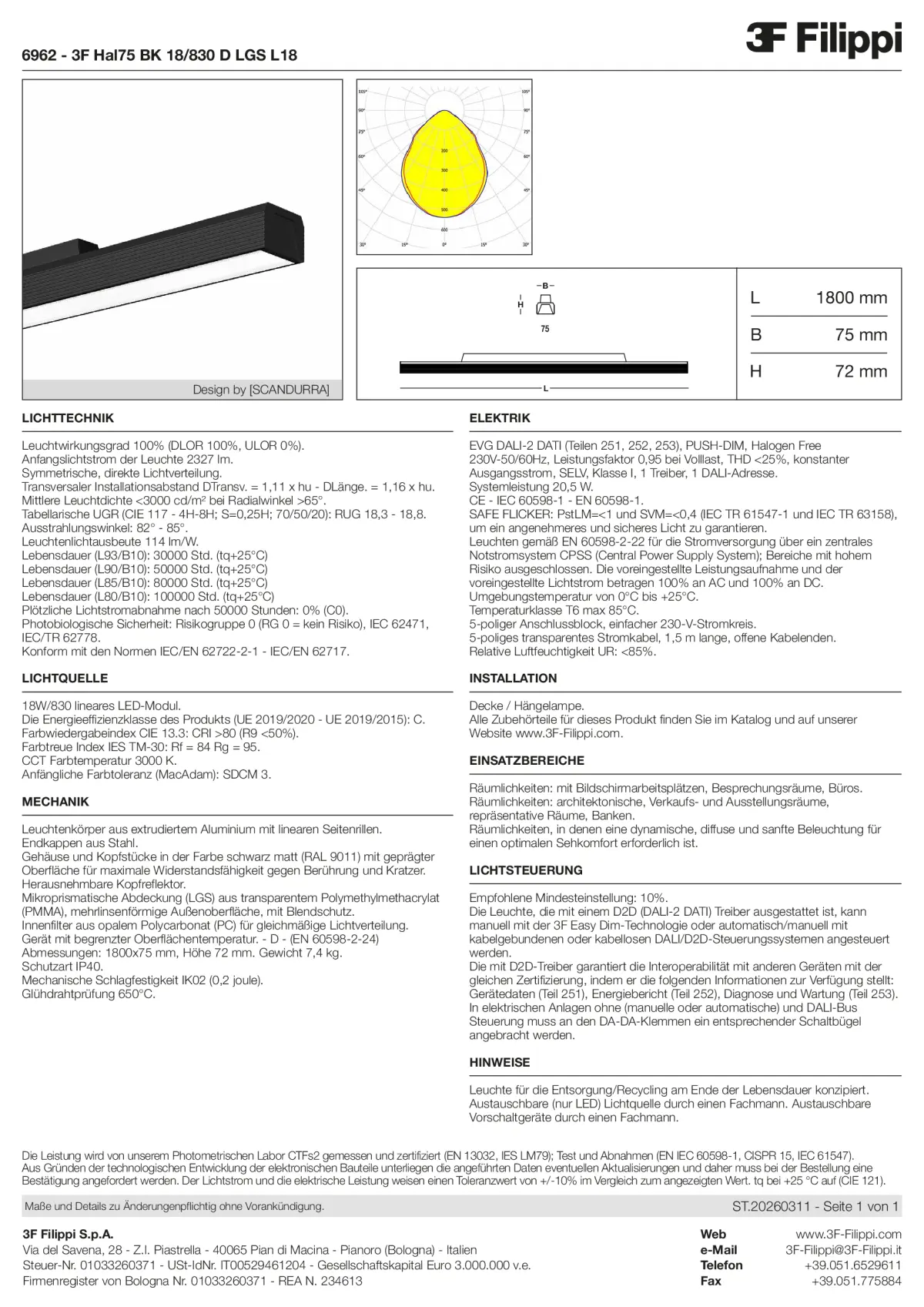 6962 - 3F Hal75 BK 18-830 D LGS L18 - Datasheet - de