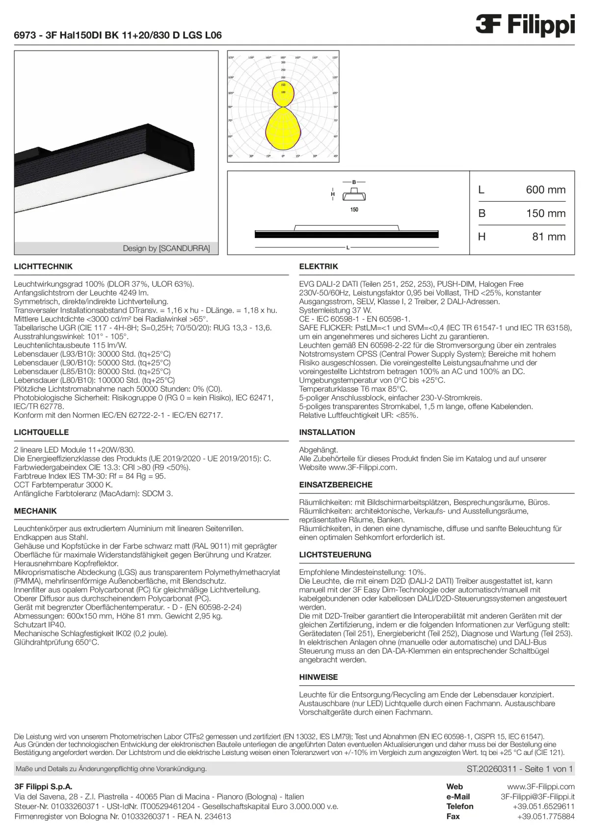 6973 - 3F Hal150DI BK 11+20-830 D LGS L06 - Datasheet - de