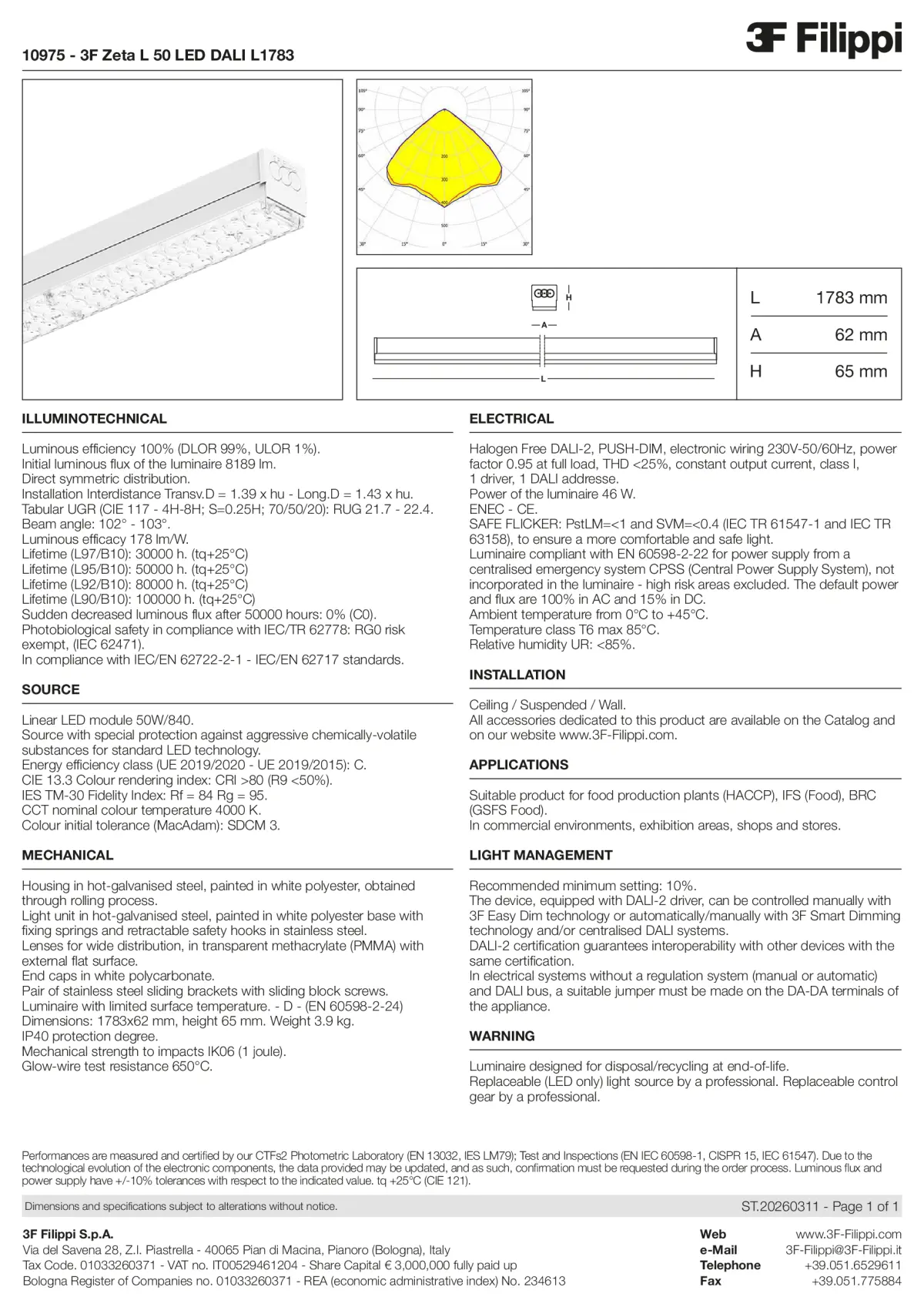 10975 - 3F Zeta L 50 LED DALI L1783 - Datasheet - en