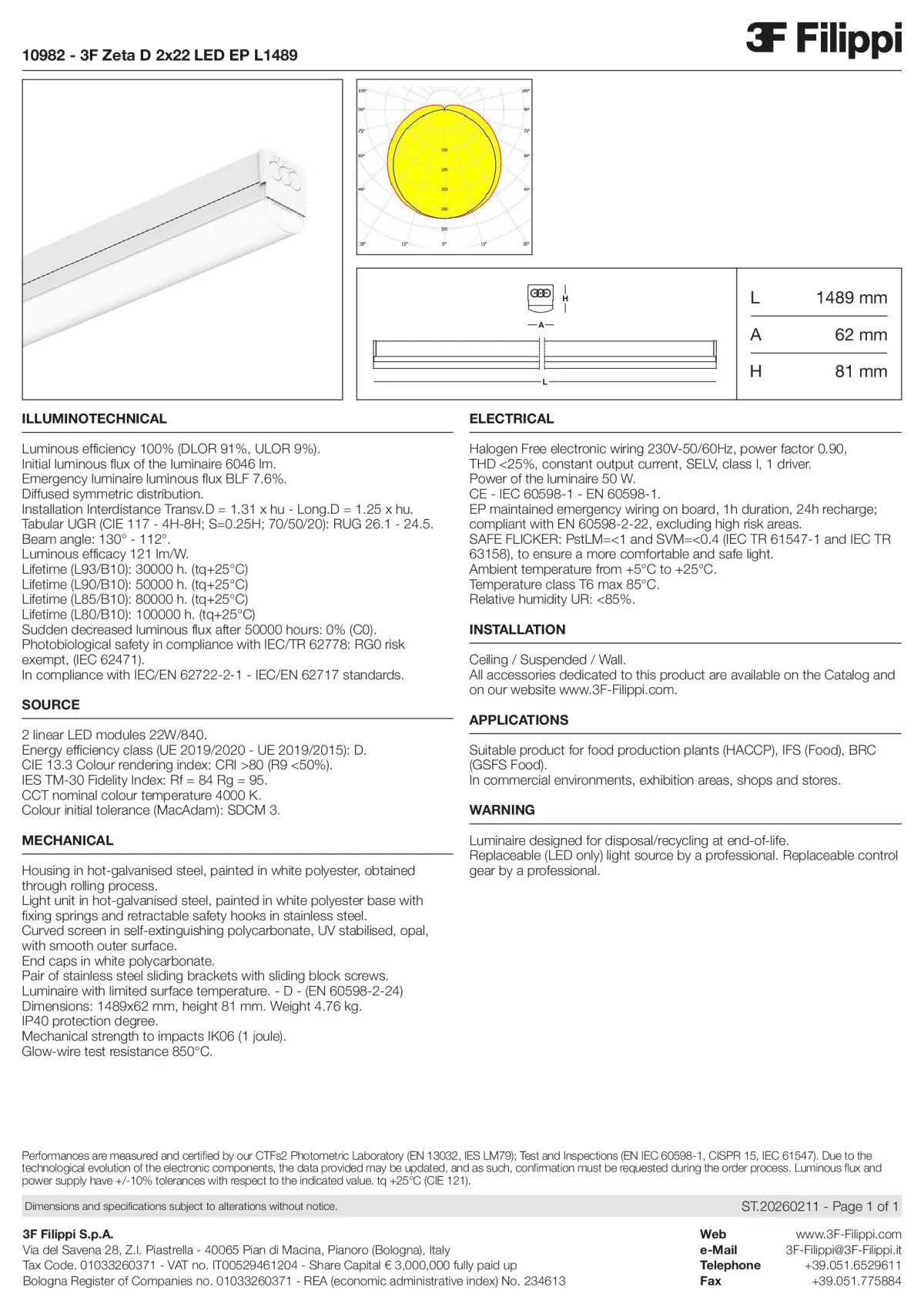 10982 - 3F Zeta D 2x22 LED EP L1489 - Datasheet - en