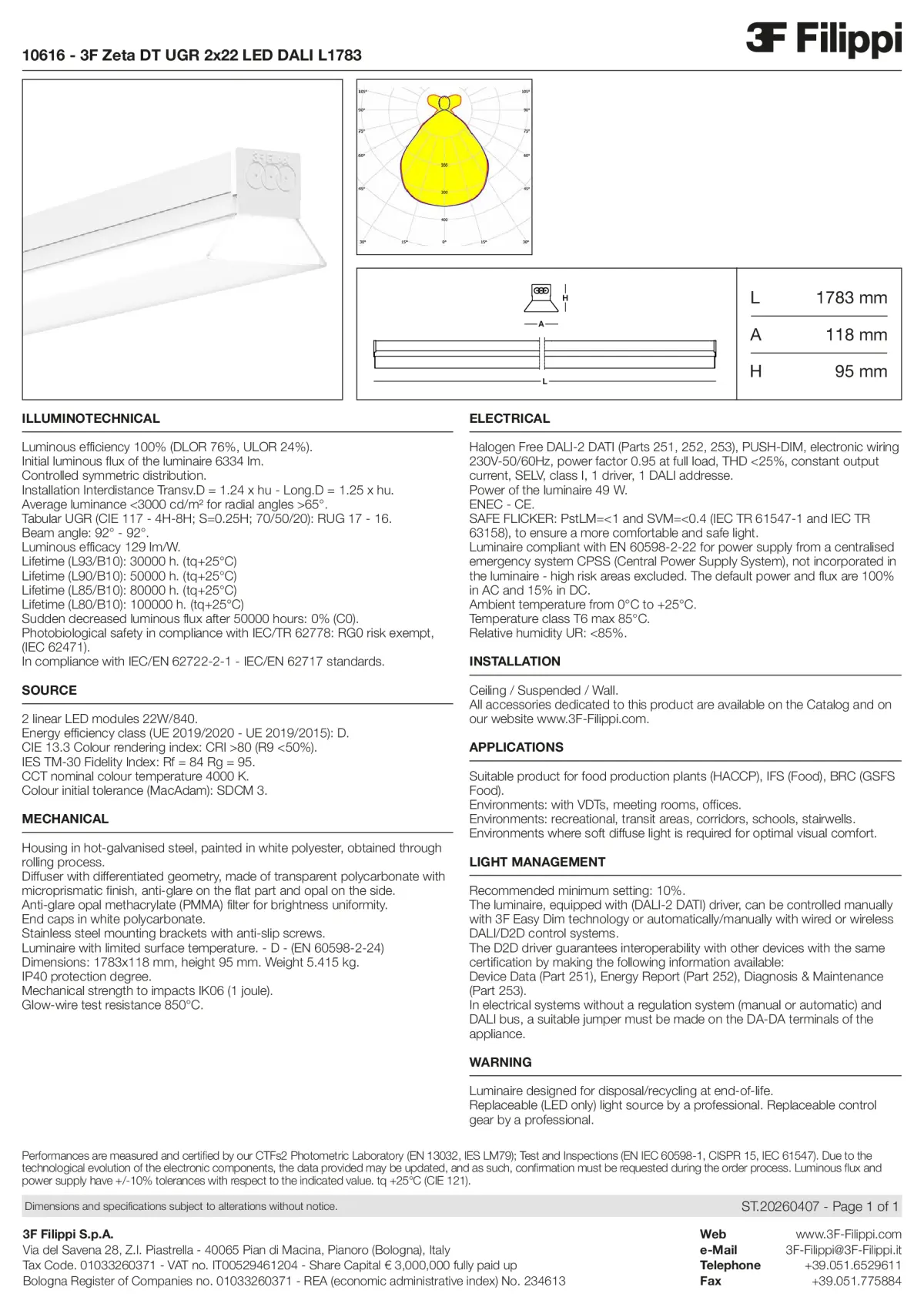 10616 - 3F Zeta DT UGR 2x22 LED DALI L1783 - Datasheet - en