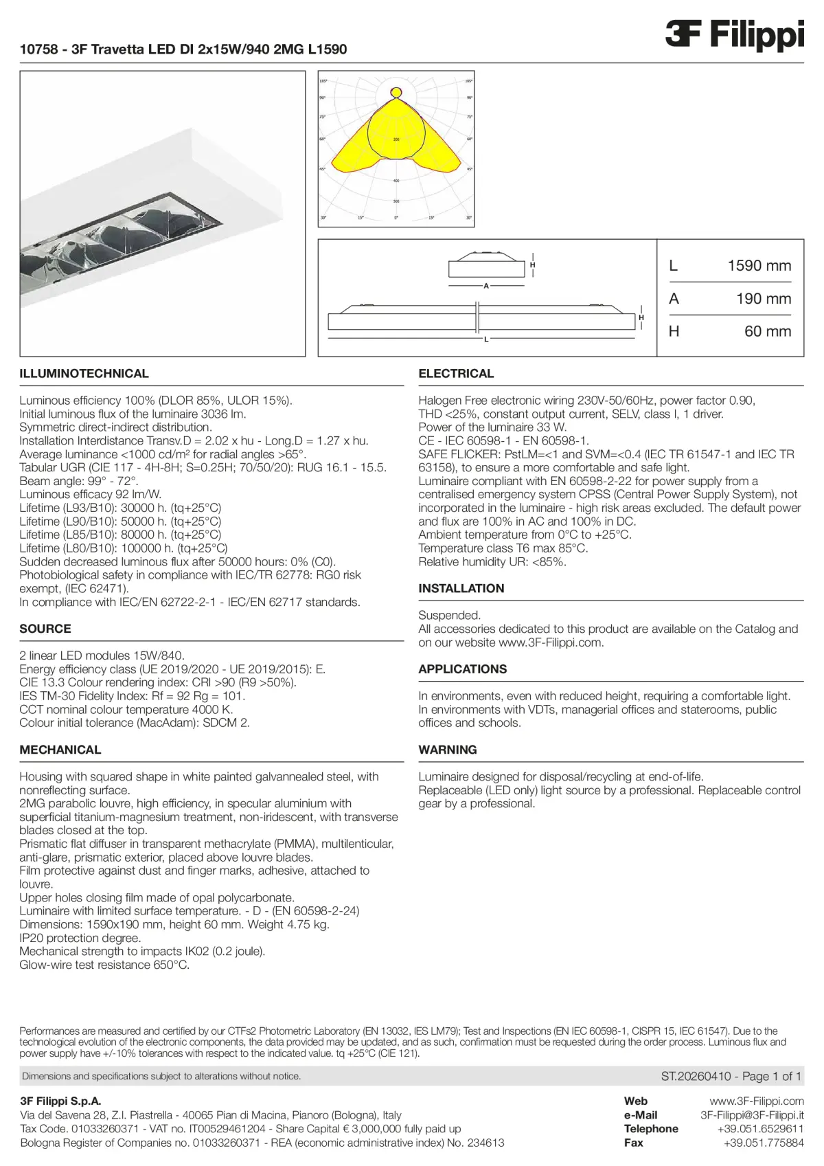 10758 - 3F Travetta LED DI 2x15W-940 2MG L1590 - Datasheet - en