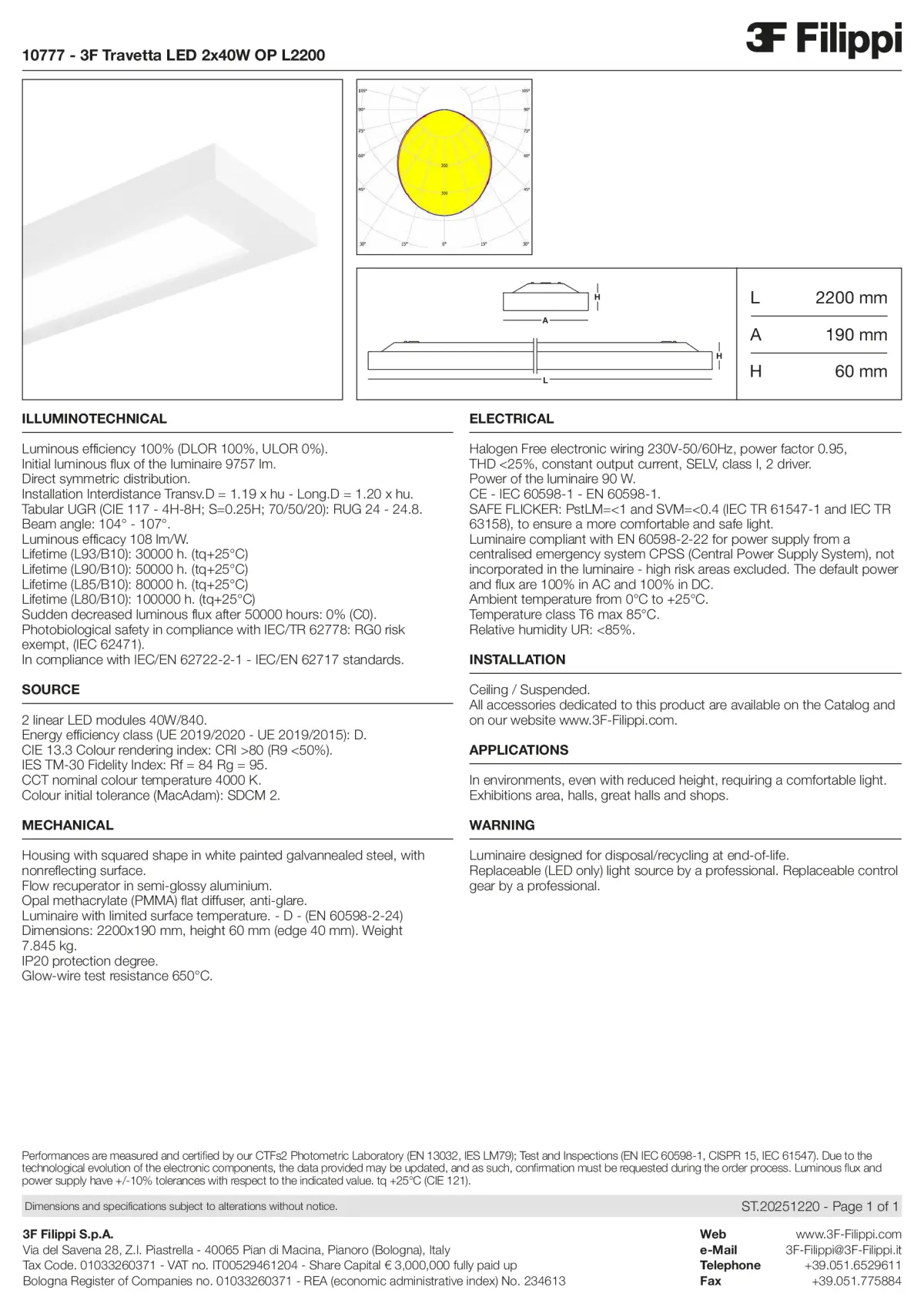 10777 - 3F Travetta LED 2x40W OP L2200 - Datasheet - en
