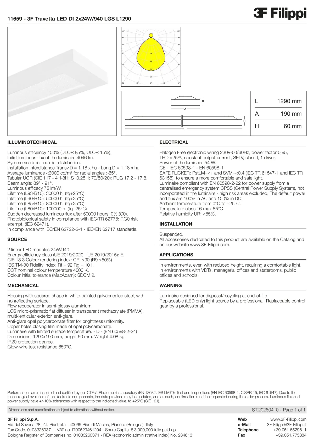 11659 - 3F Travetta LED DI 2x24W-940 LGS L1290 - Datasheet - en