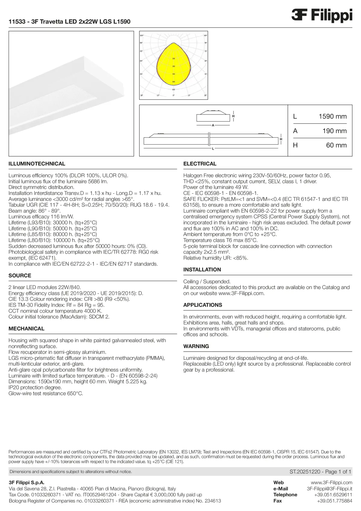 11533 - 3F Travetta LED 2x22W LGS L1590 - Datasheet - en