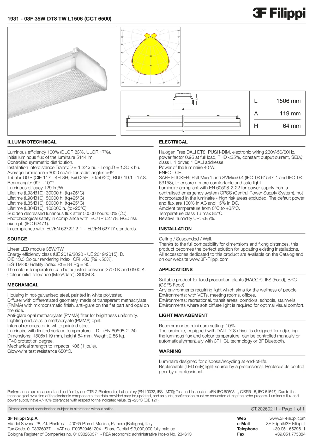 1931 - 03F 35W DT8 TW L1506 (CCT 6500) - Datasheet - en