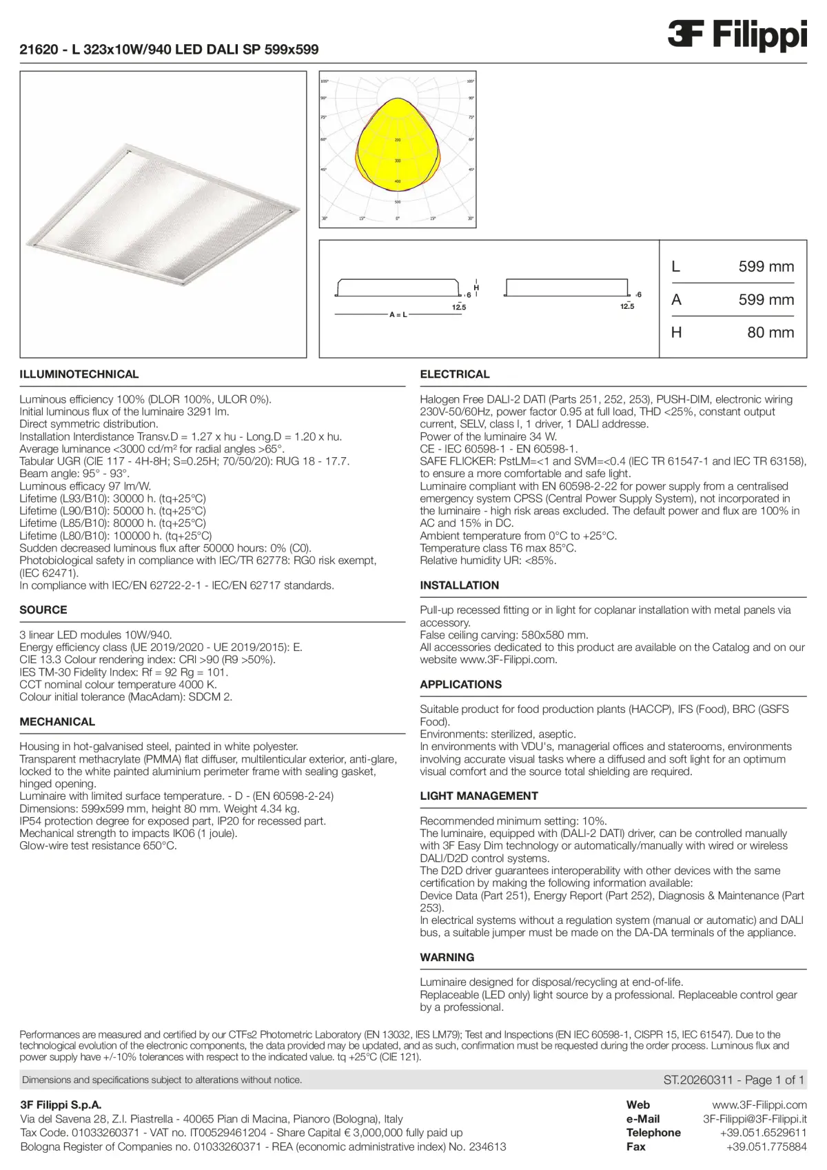 21620 - L 323x10W-940 LED DALI SP 599x599 - Datasheet - en