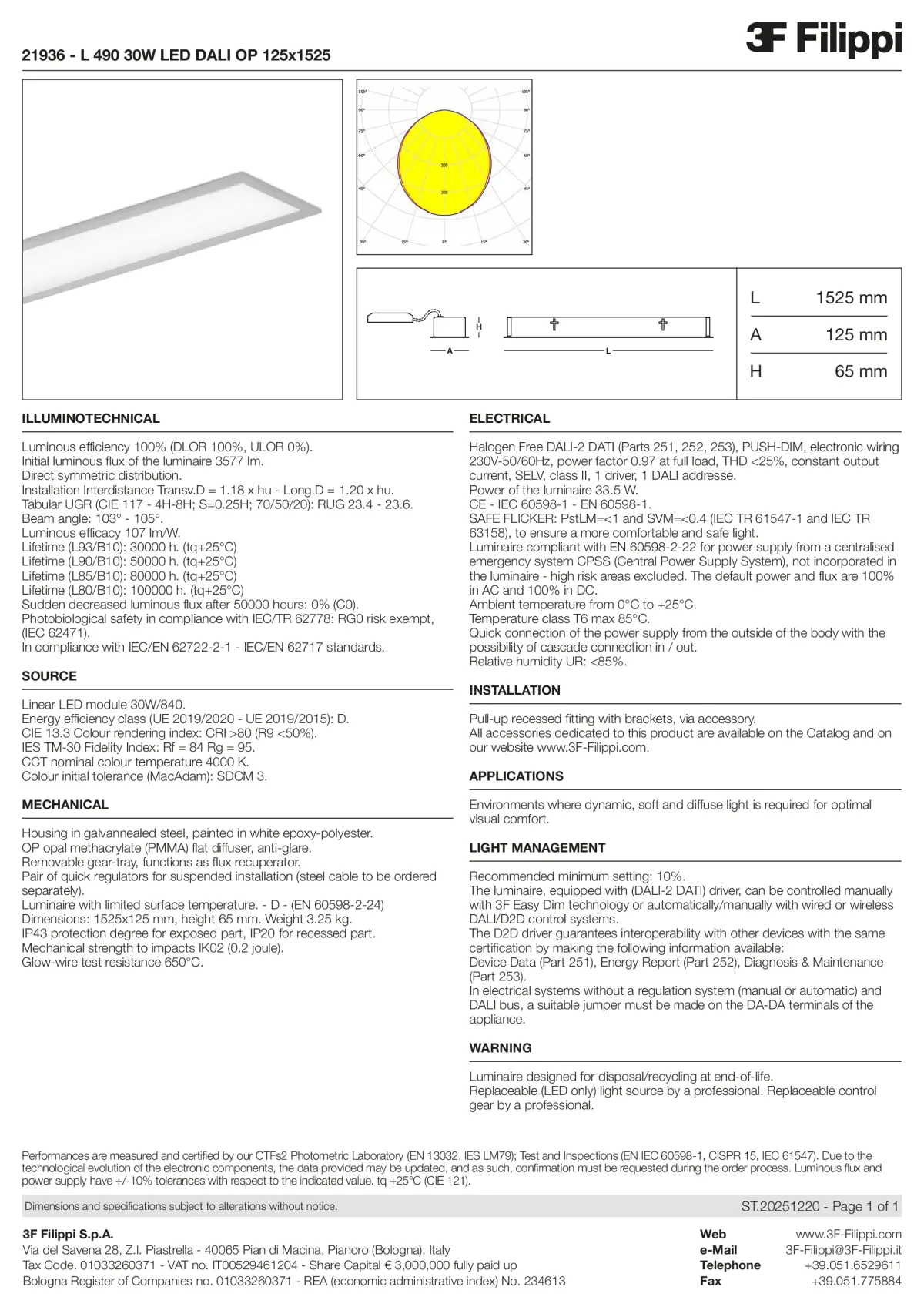 21936 - L 490 30W LED DALI OP 125x1525 - Datasheet - en