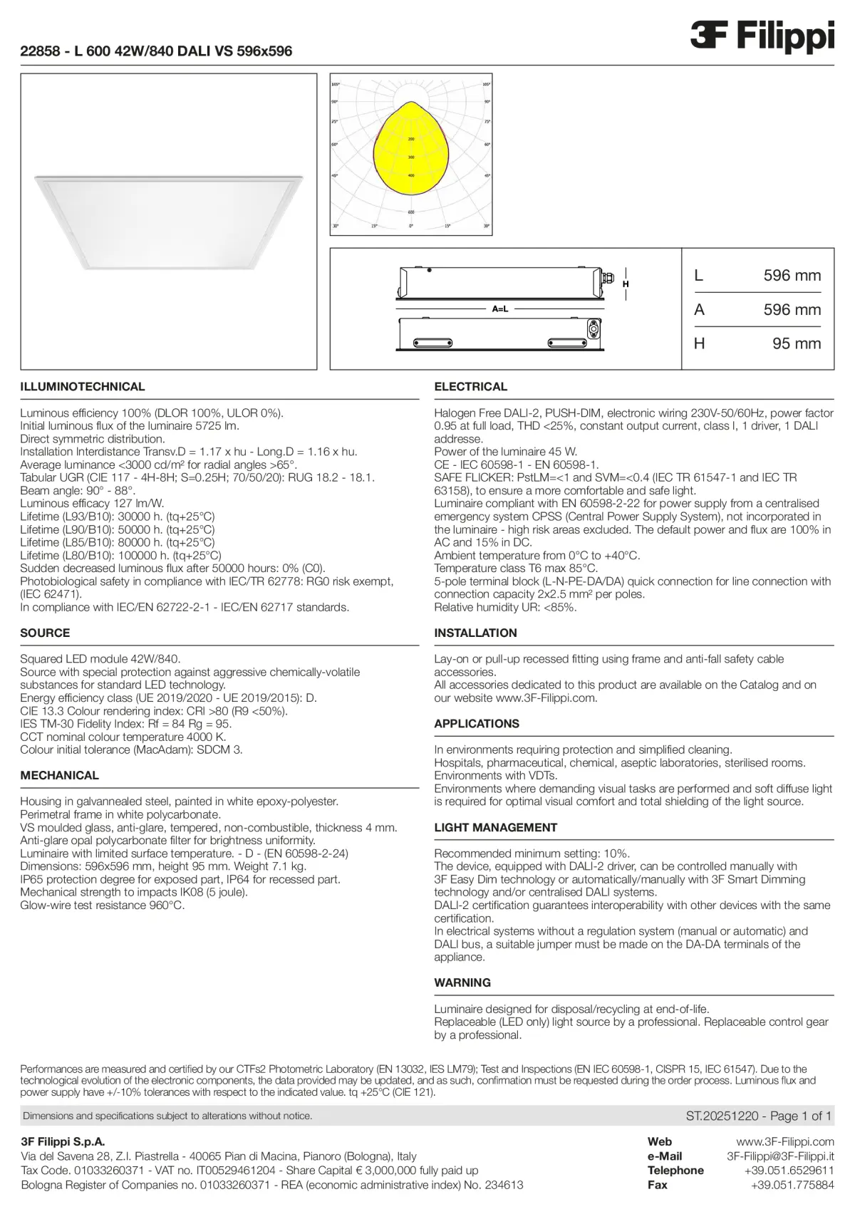 22858 - L 600 42W-840 DALI VS 596x596 - Datasheet - en