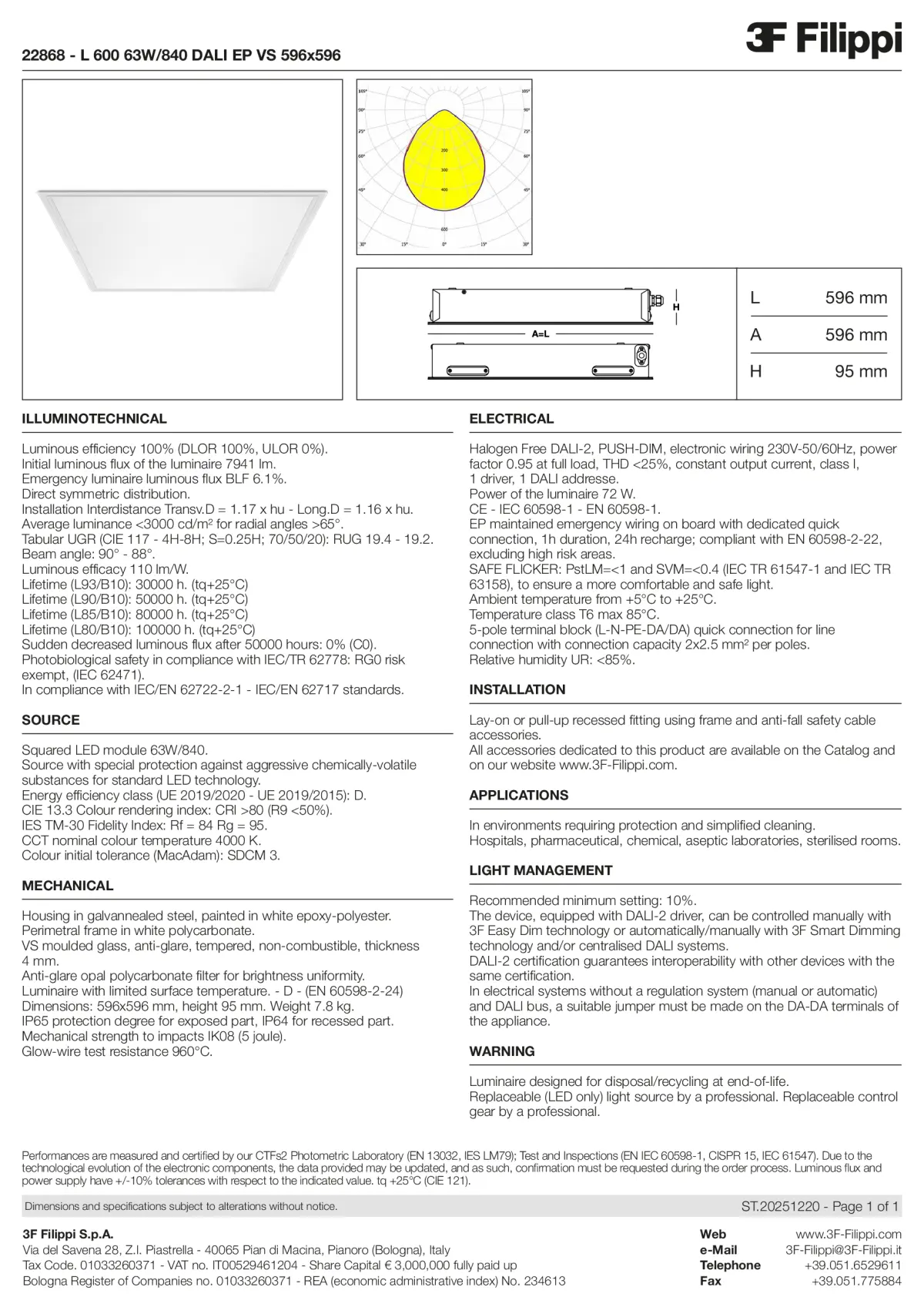 22868 - L 600 63W-840 DALI EP VS 596x596 - Datasheet - en