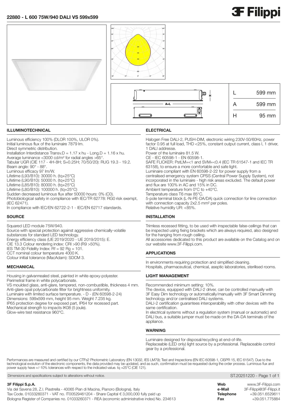 22880 - L 600 75W-940 DALI VS 599x599 - Datasheet - en