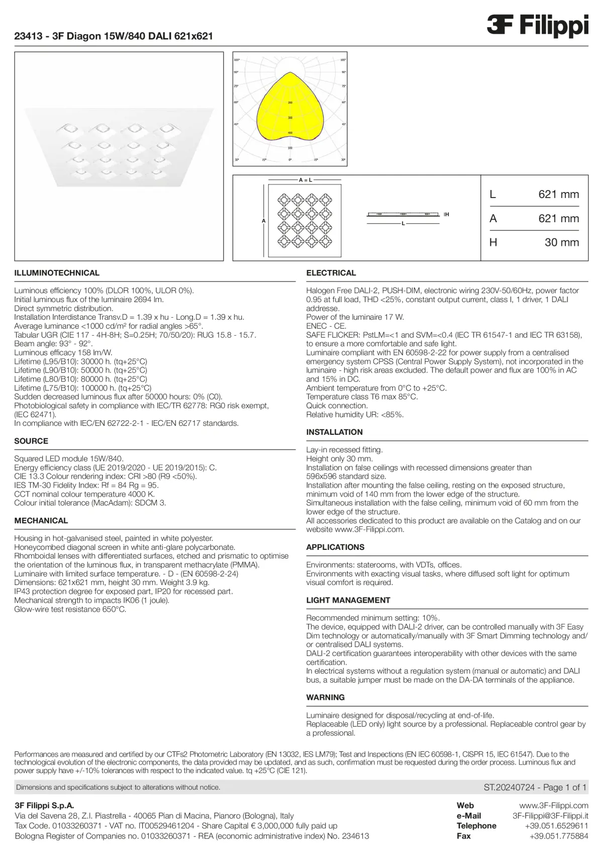 23413 - 3F Diagon 15W-840 DALI 621x621 - Datasheet - en