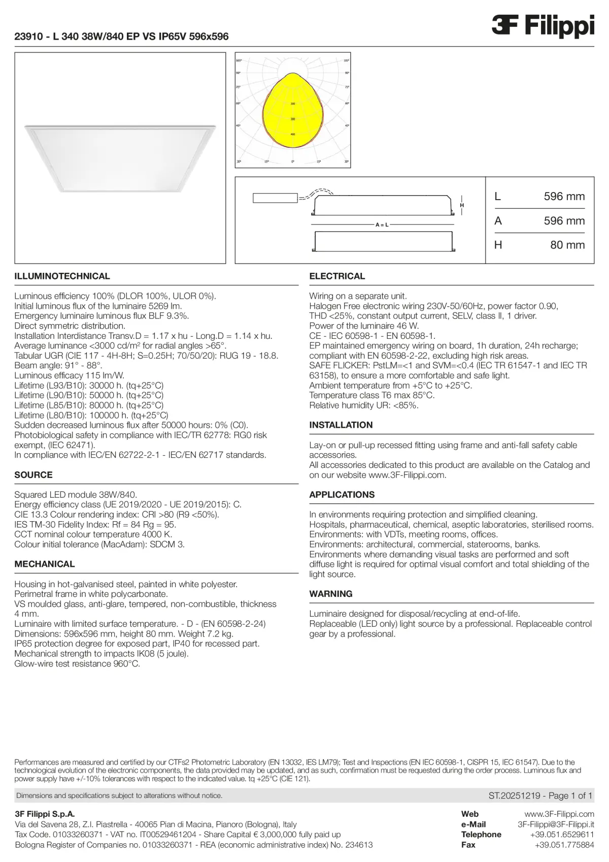 23910 - L 340 38W-840 EP VS IP65V 596x596 - Datasheet - en