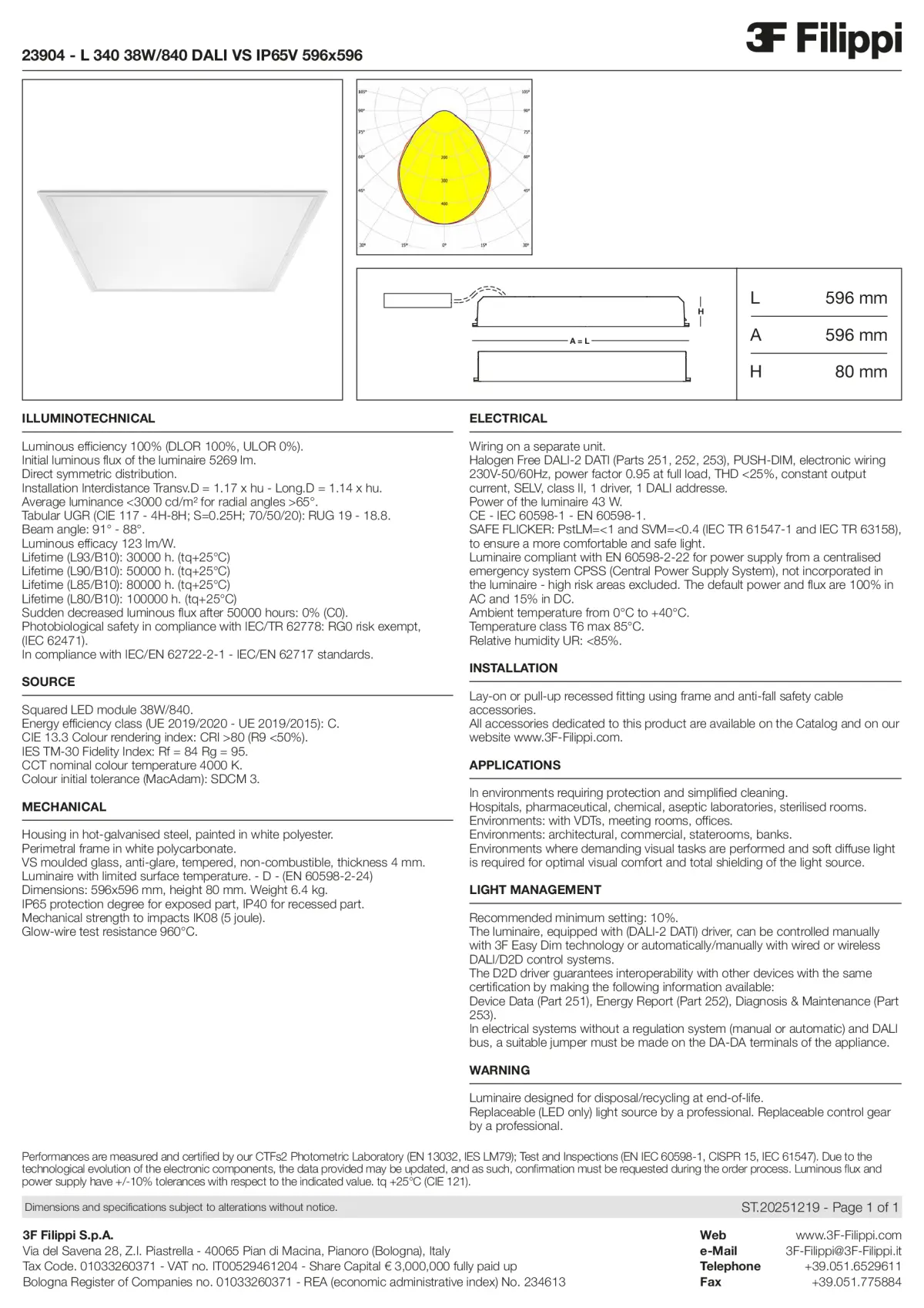 23904 - L 340 38W-840 DALI VS IP65V 596x596 - Datasheet - en