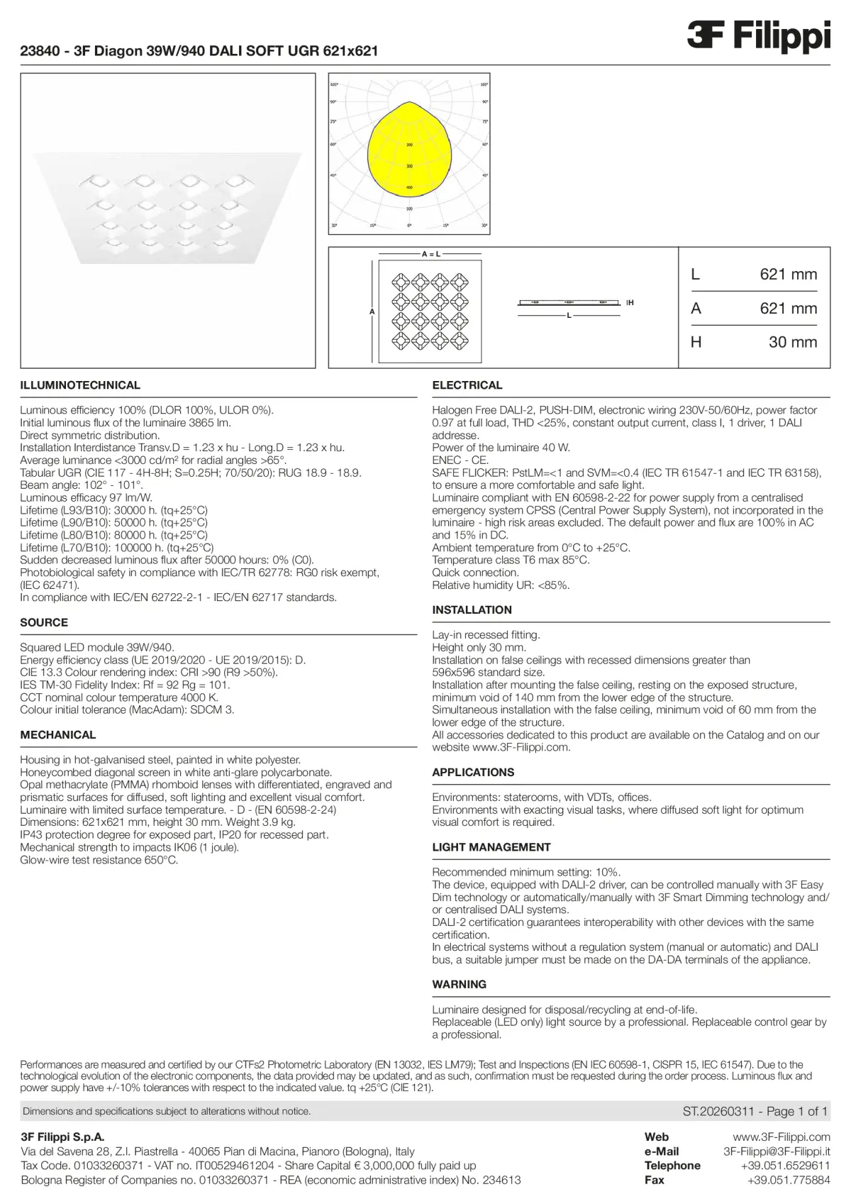 23840 - 3F Diagon 39W-940 DALI SOFT UGR 621x621 - Datasheet - en
