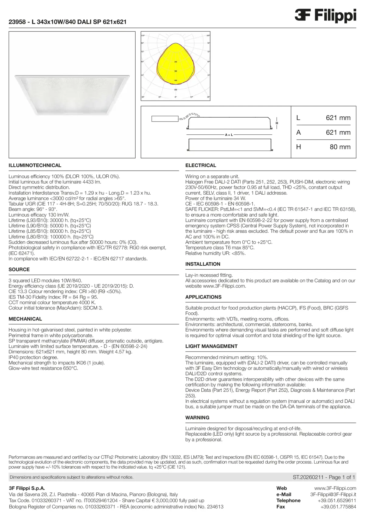 23958 - L 343x10W-840 DALI SP 621x621 - Datasheet - en
